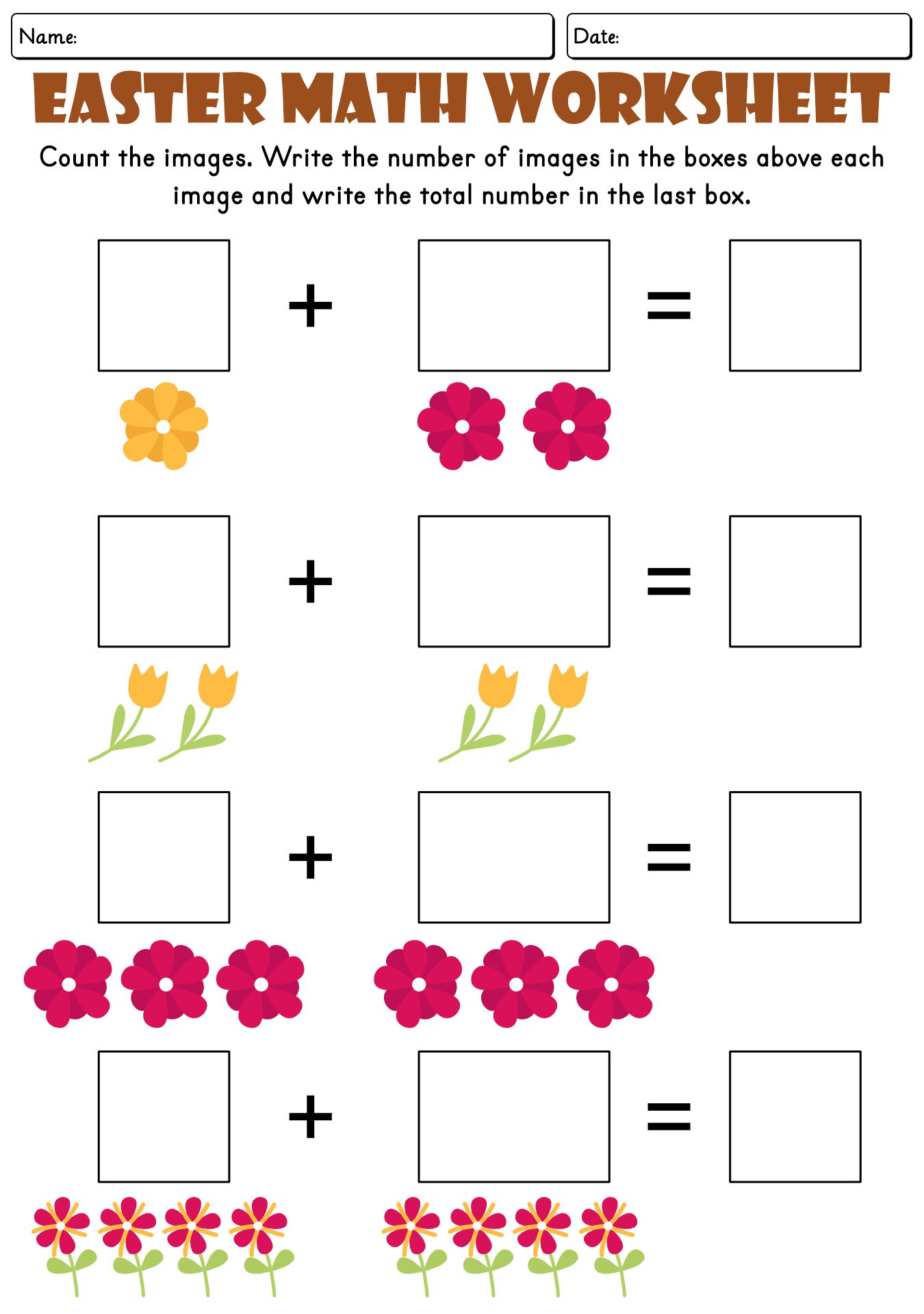 Spring Math Worksheets First Grade