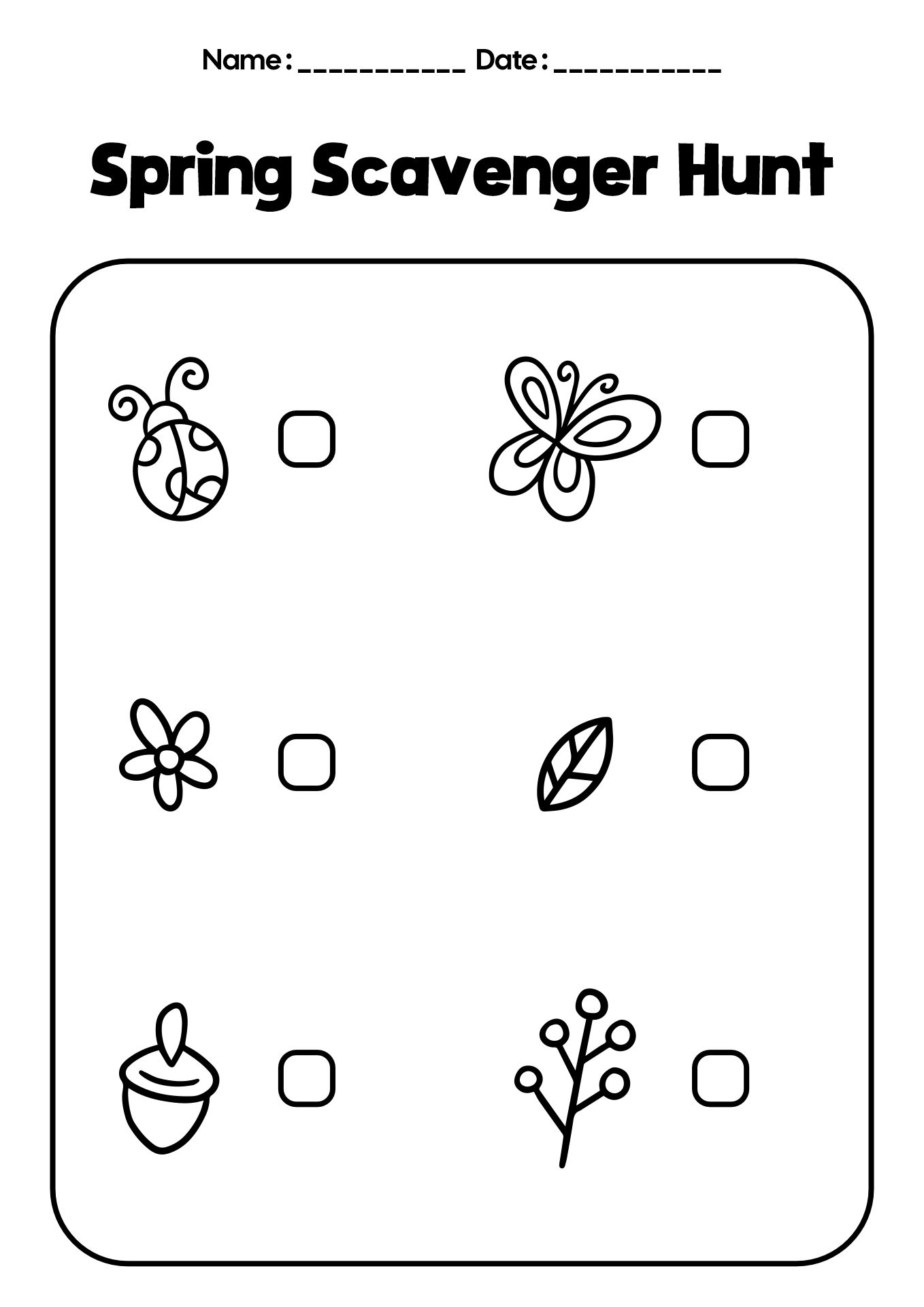 Spring Nature Scavenger Hunt for Preschool