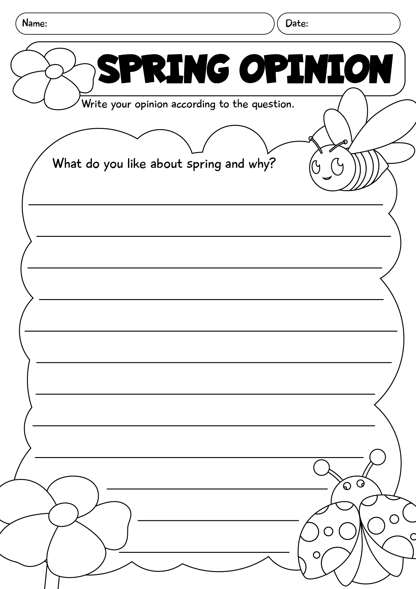 Spring Opinion Writing Worksheets