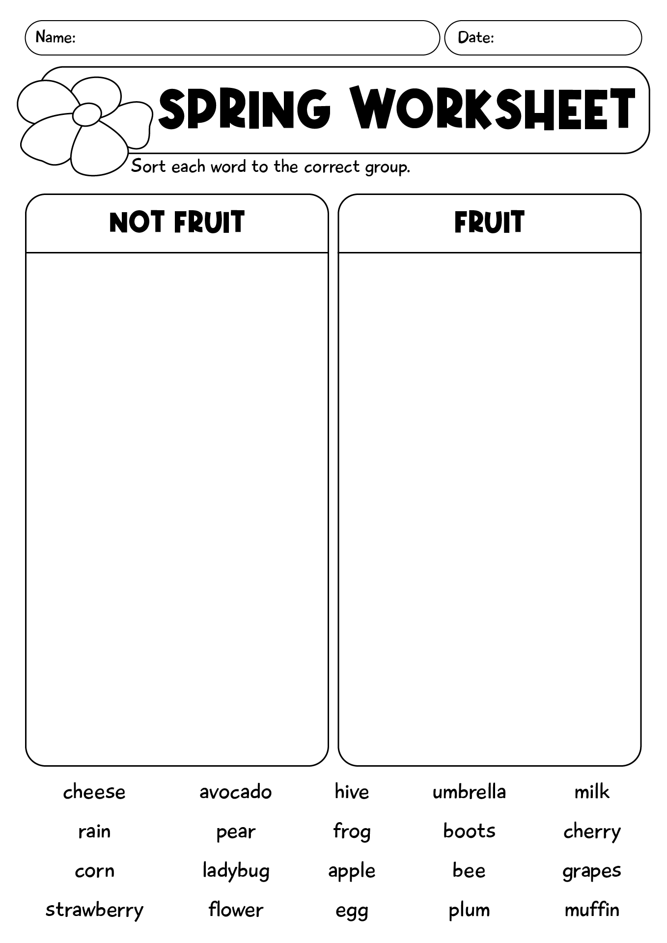 Spring Worksheet Printable For Grade 1