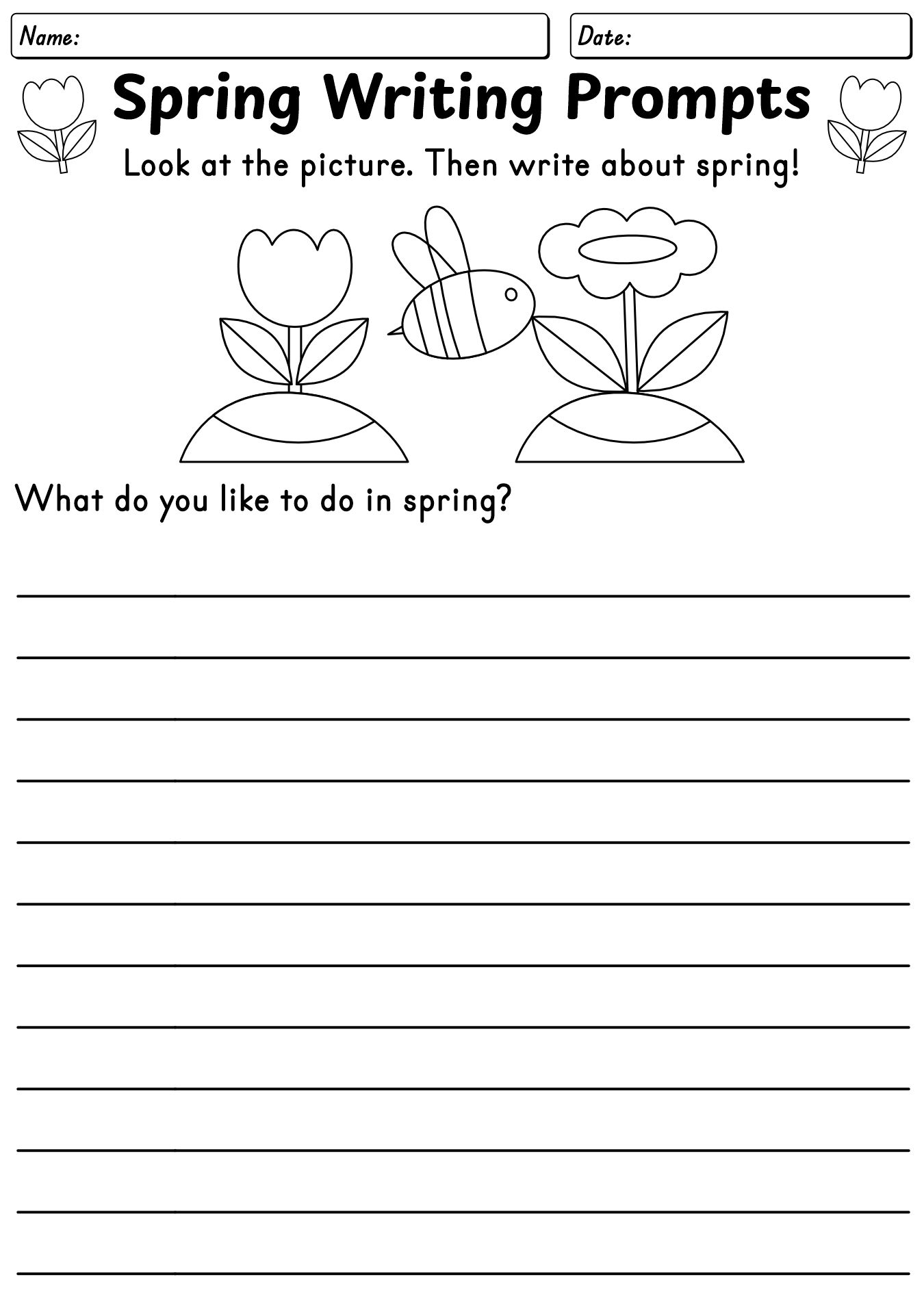 Spring Writing Prompt Worksheet