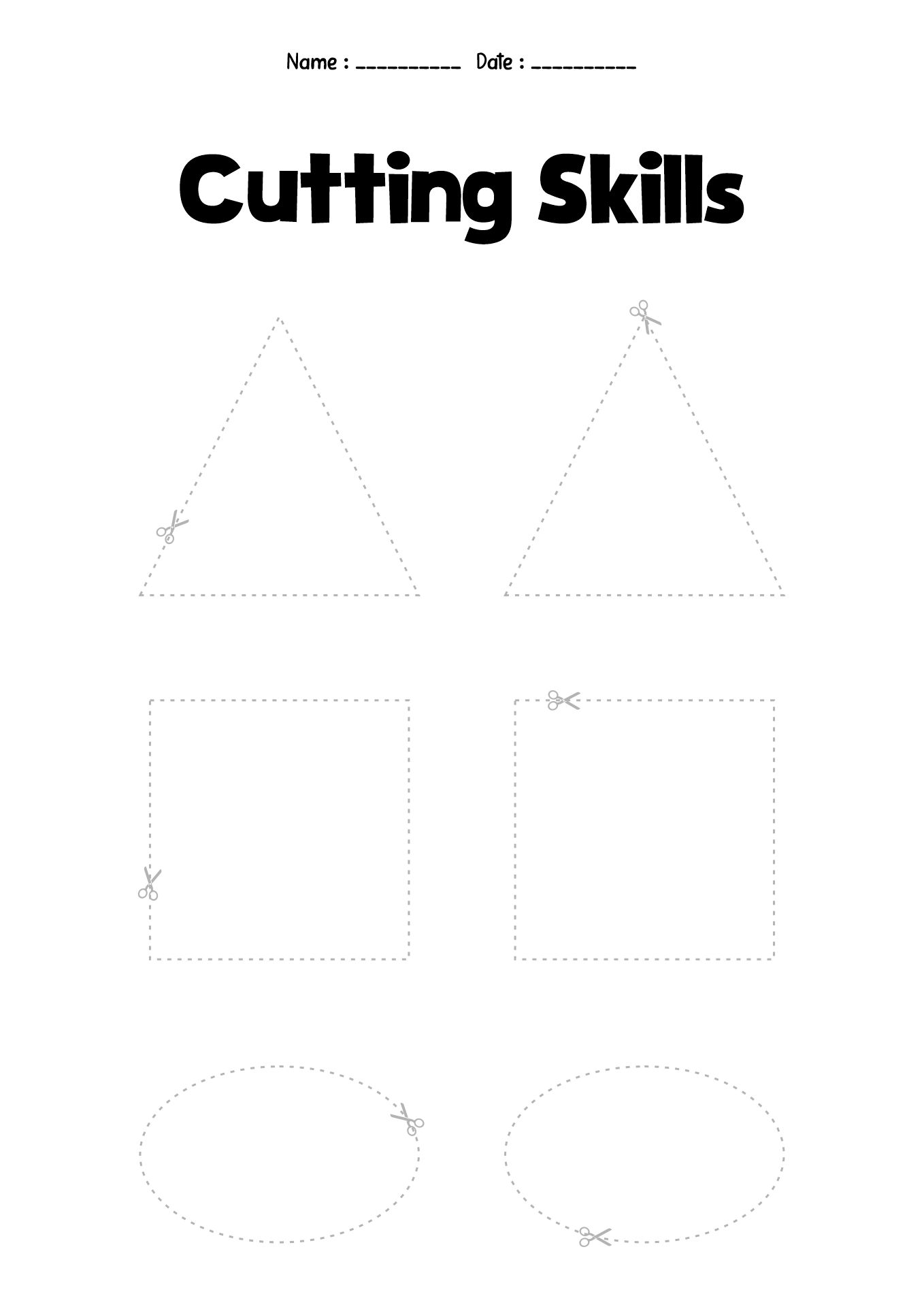 Toddler Cutting Activities Worksheets