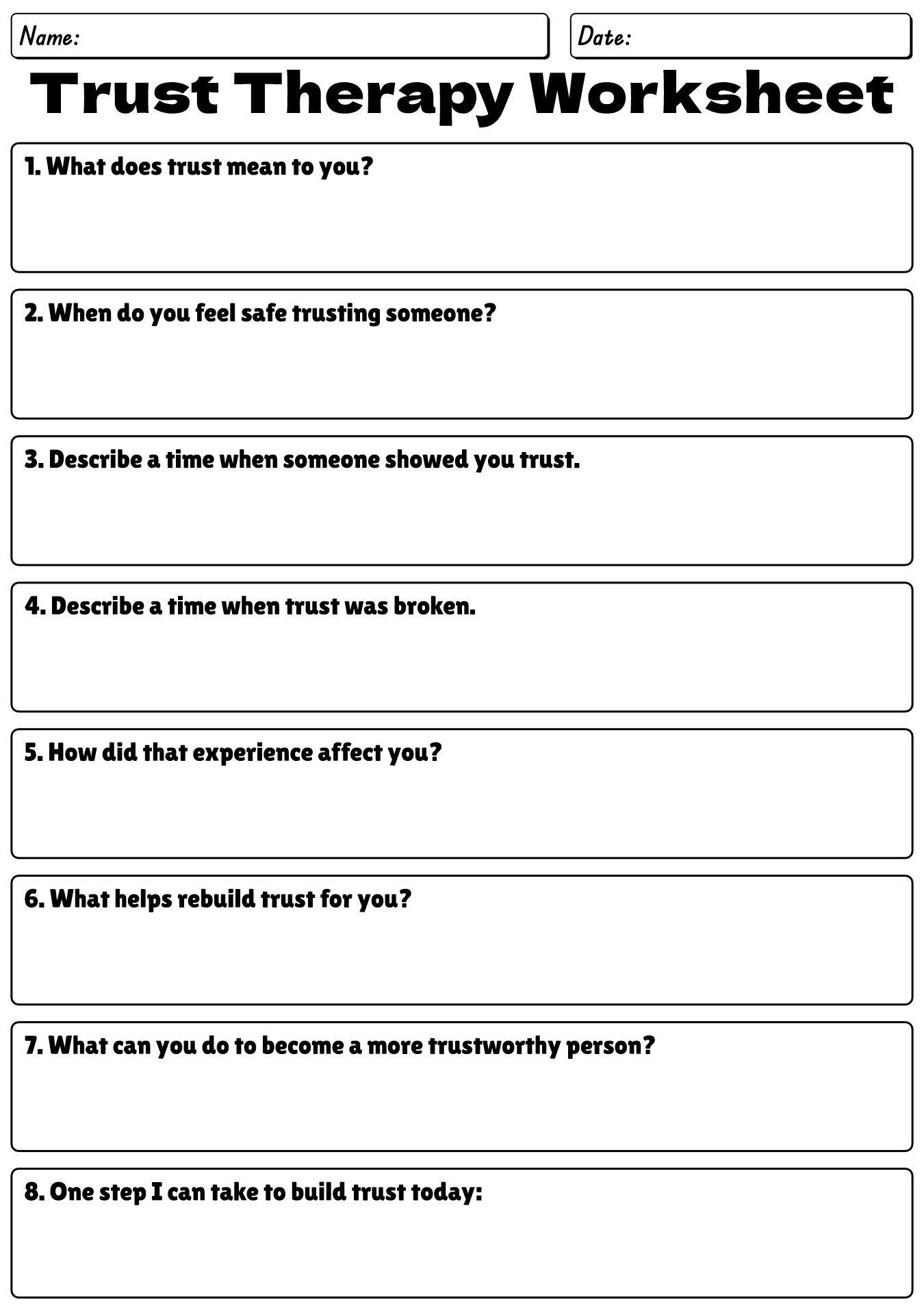 Trust Therapy Worksheet