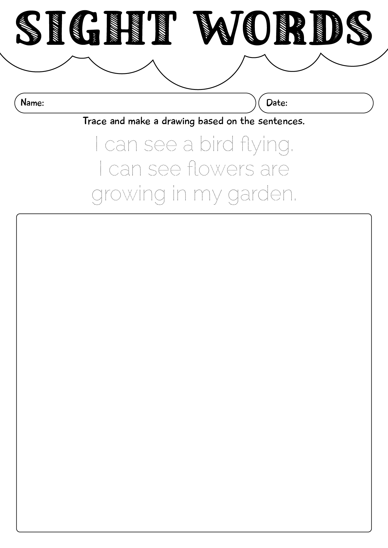 Write And Draw Spring Sight Words Worksheet