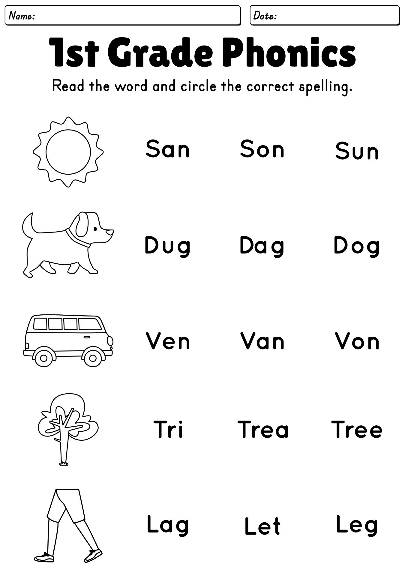 1st Grade Phonics Worksheets
