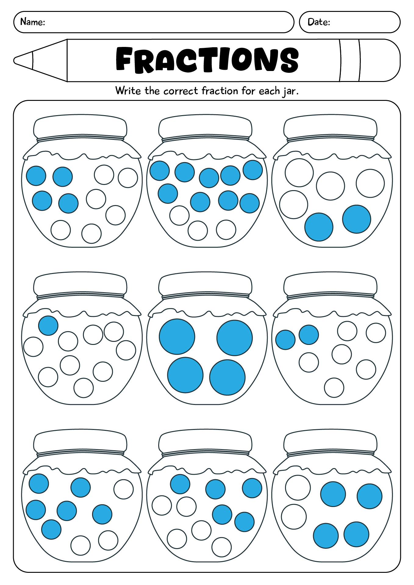 2nd Grade Fractions Math Worksheets