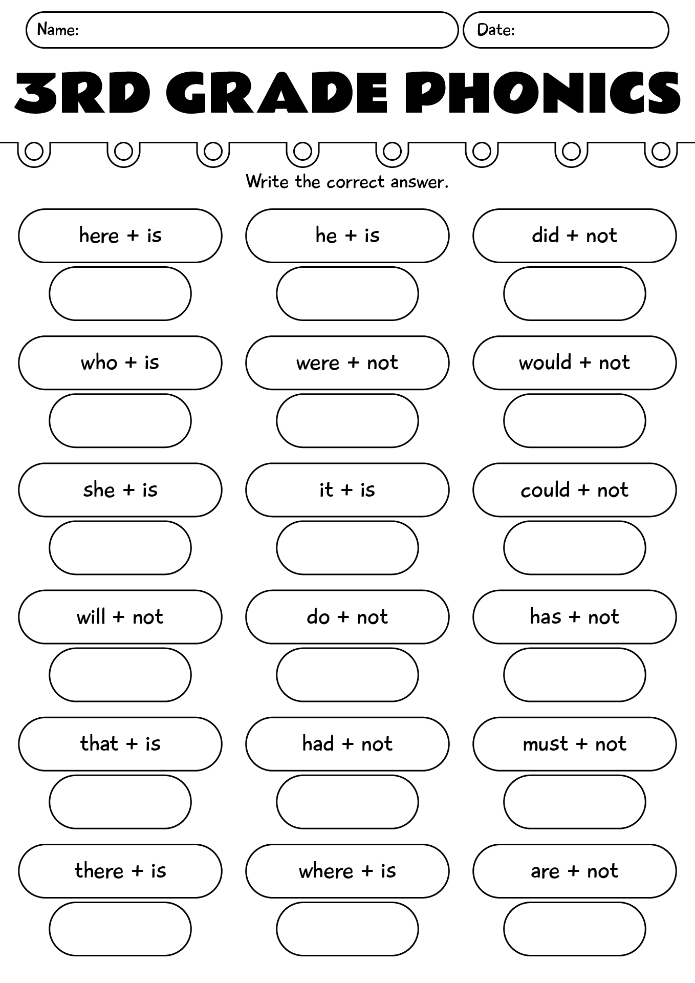 3rd Grade Phonics Worksheets
