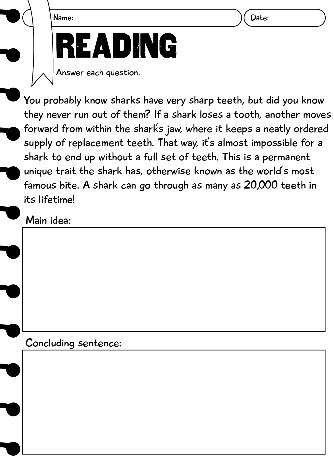 3rd Grade Reading Activities Worksheets