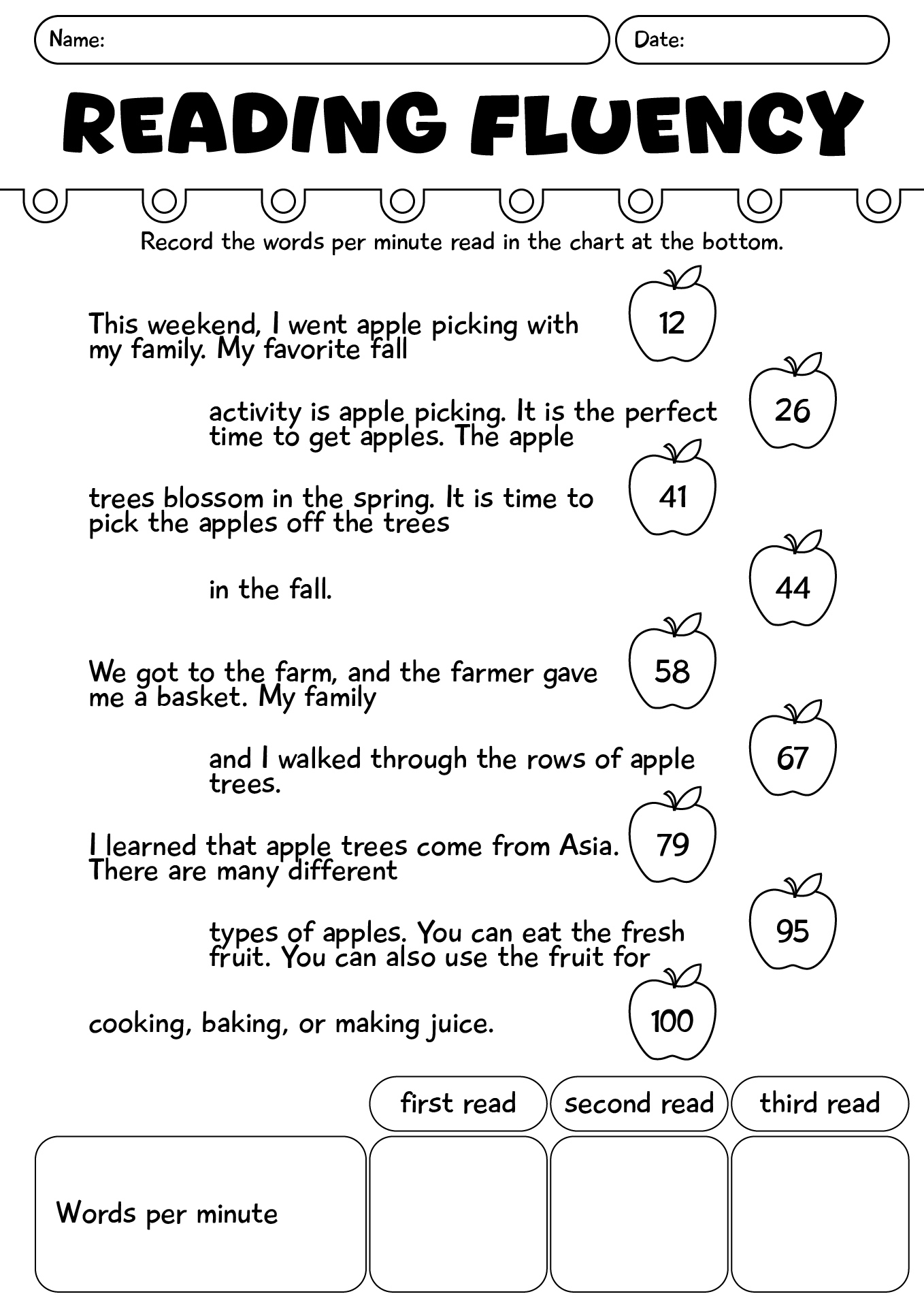 3rd Grade Reading Fluency And Phonics Worksheets