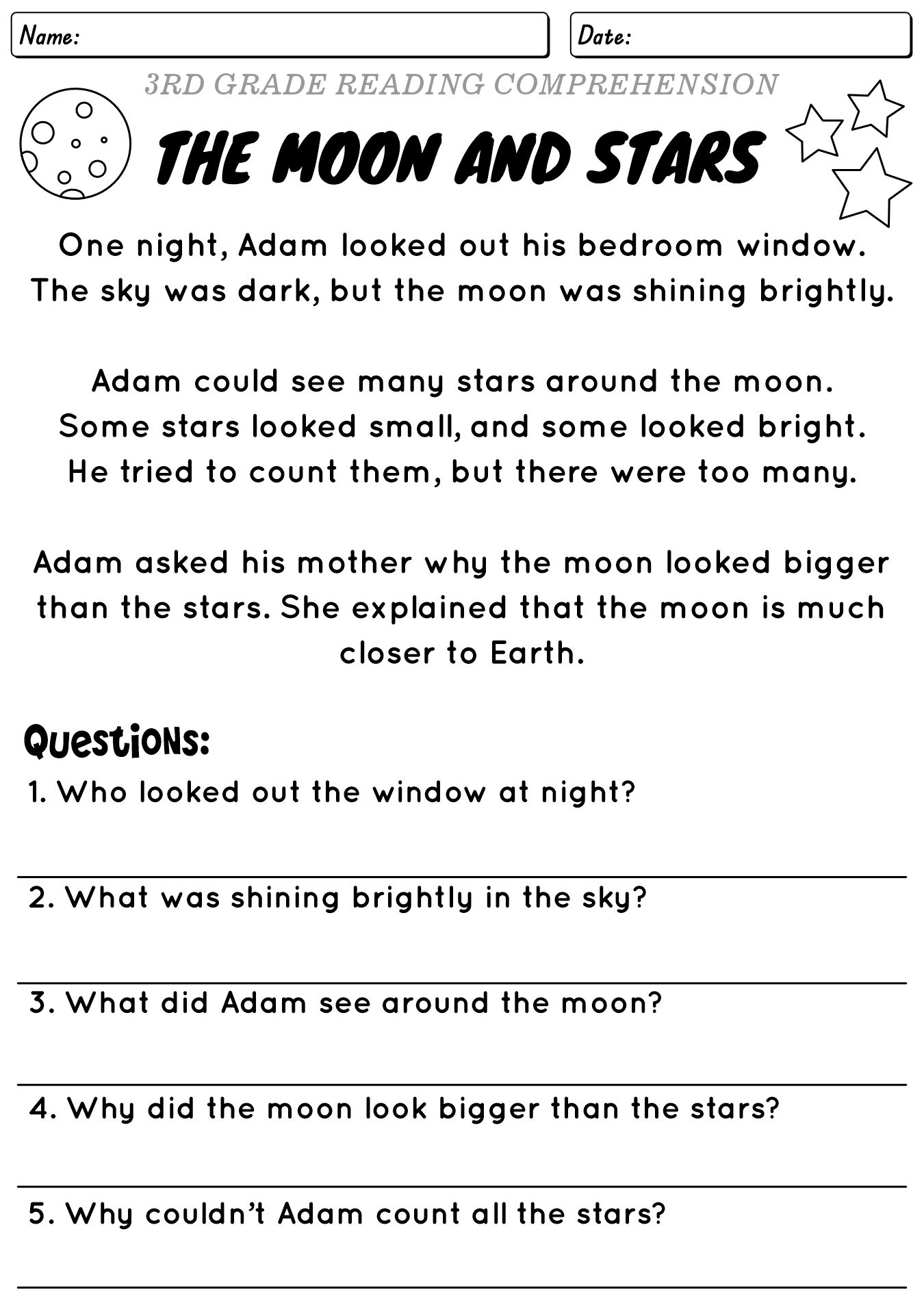 3rd Grade Reading Skills Worksheets