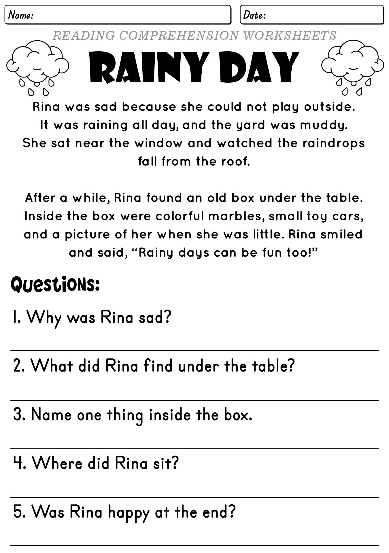 4th Grade Reading Worksheets