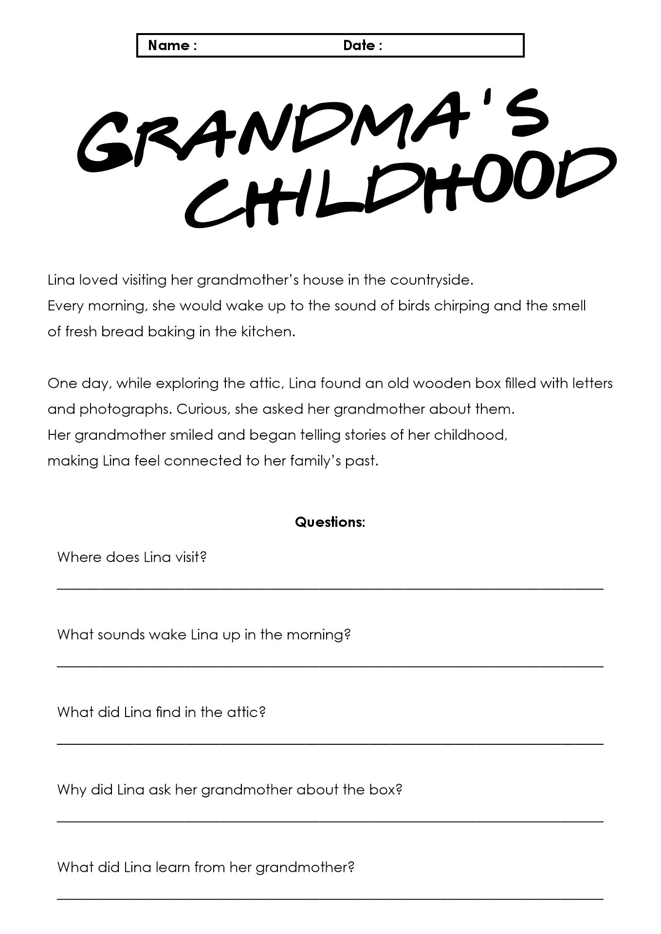 5th Grade Comprehension Practice Worksheets