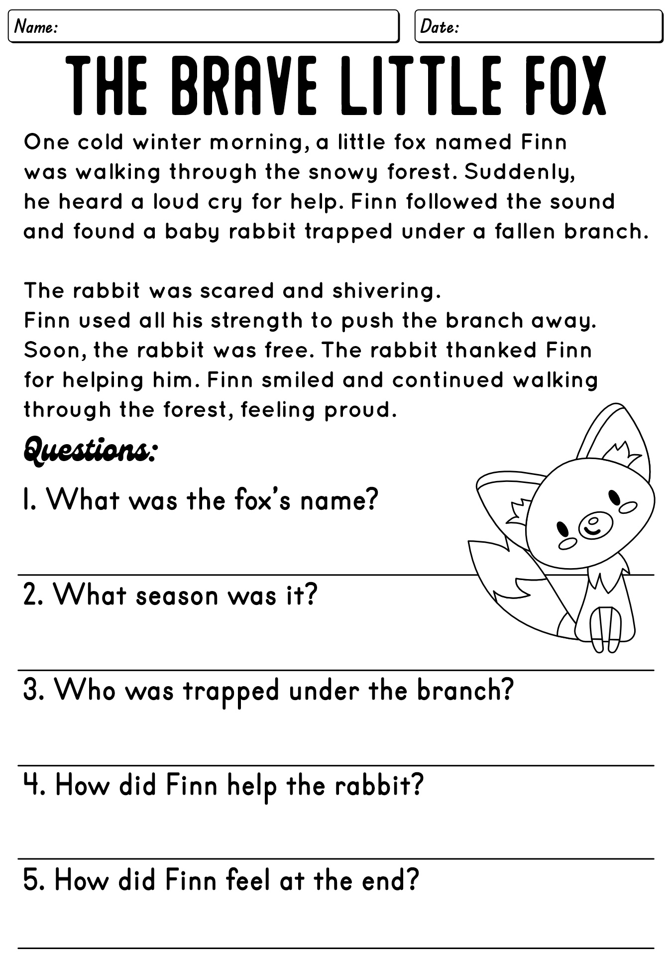 5th Grade Literature Reading Worksheets