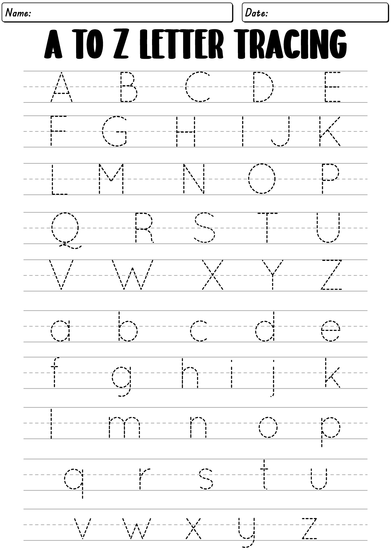 A To Z Letter Tracing Worksheets