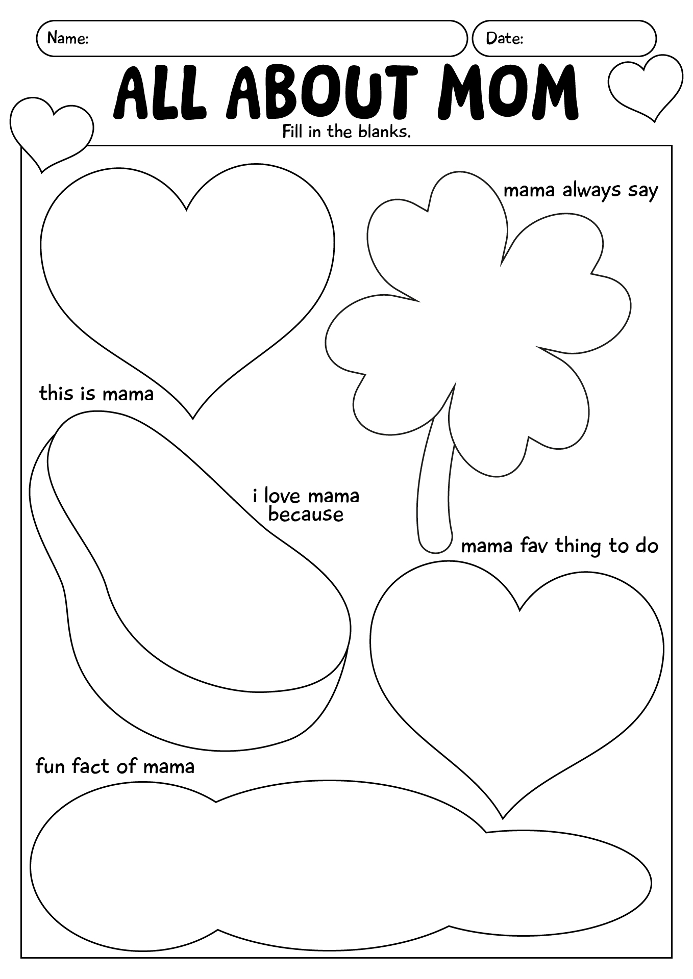 All About My Mum Worksheets