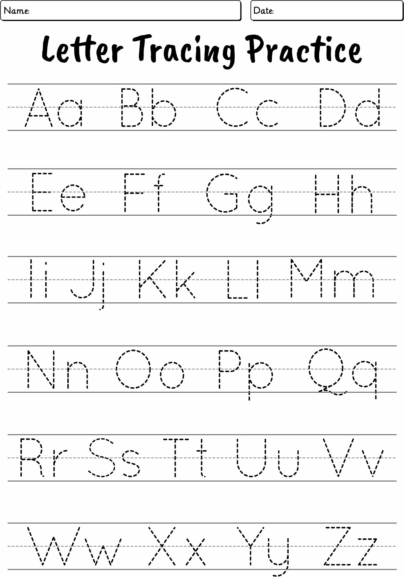 Alphabet Letter Practice Worksheets for Kids