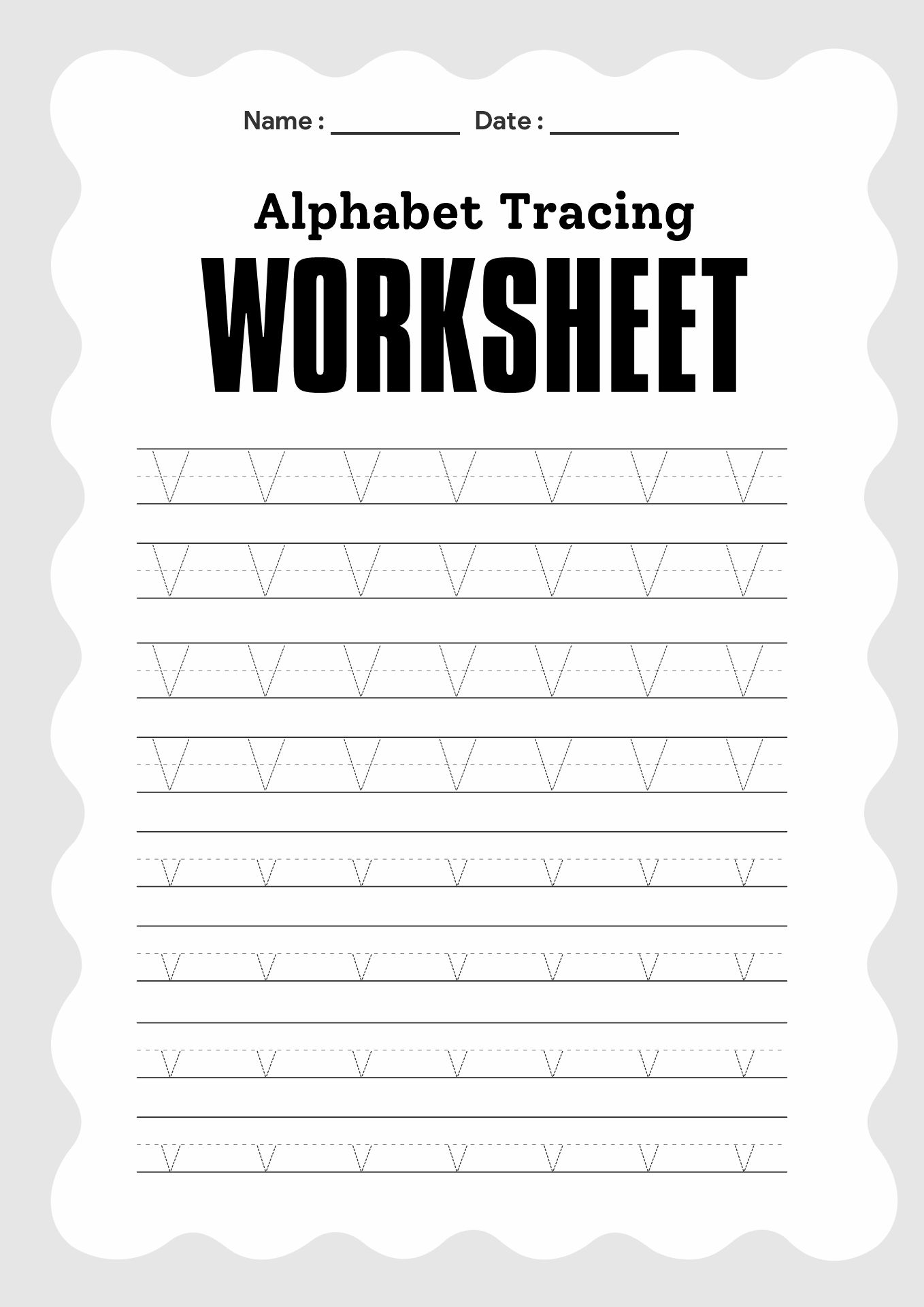 Alphabet Letter Tracing Practice Sheets