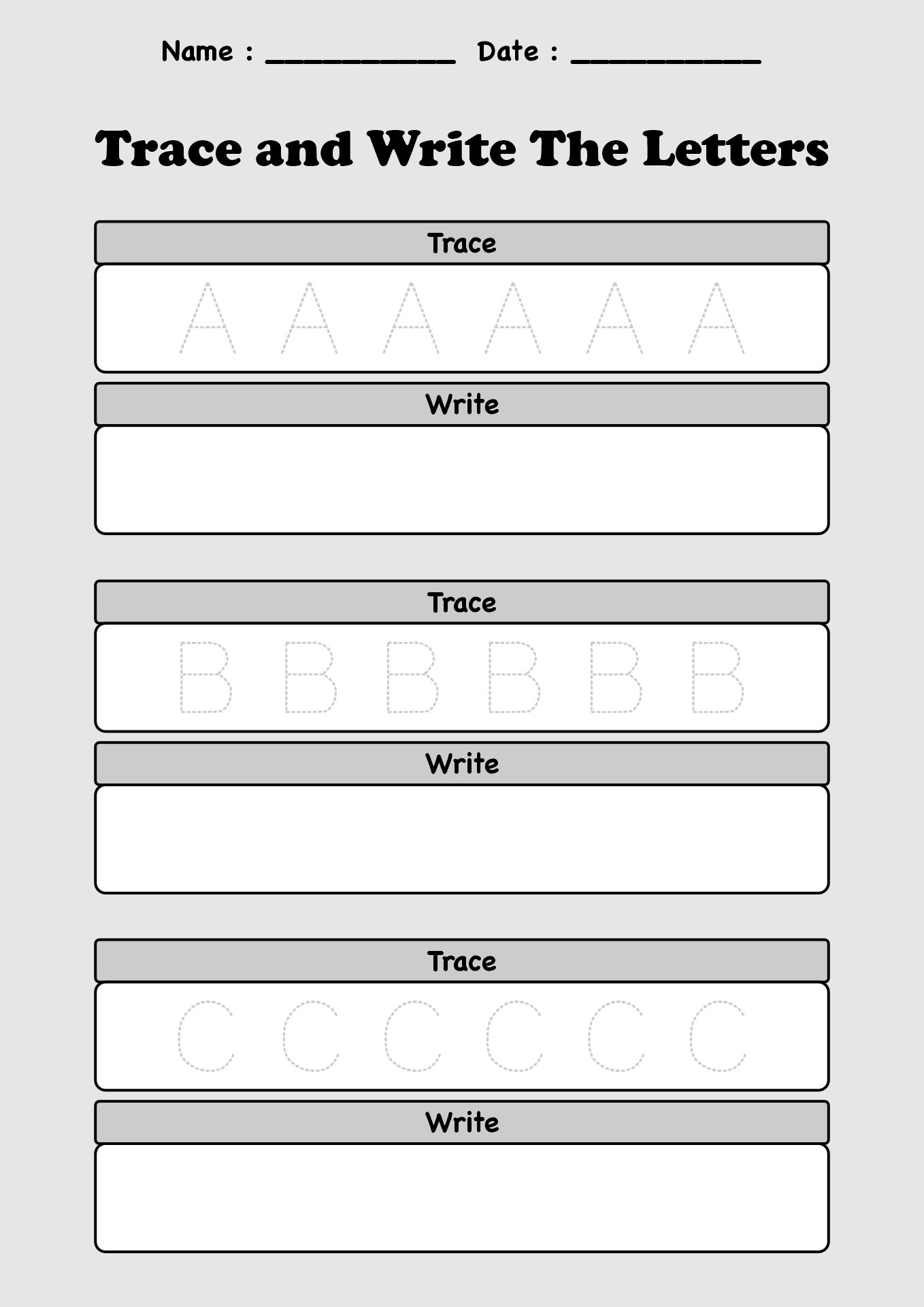 Alphabet Tracing and Writing Worksheets