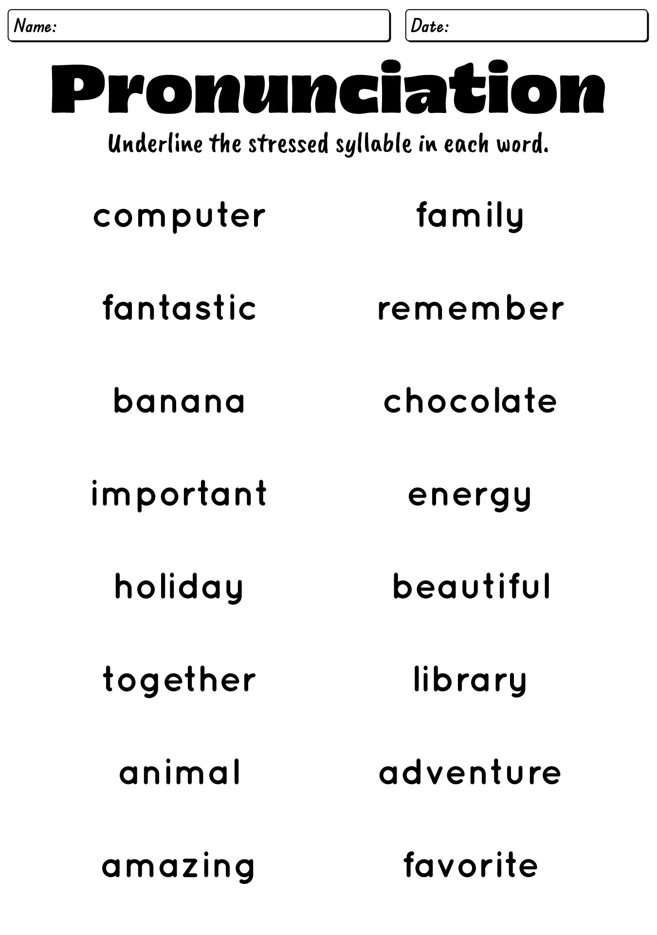 Beginner English Pronunciation Practice Sheets