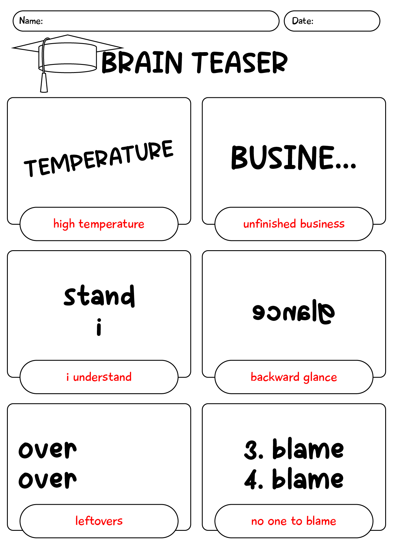 Brain Teasers Worksheets With Solution