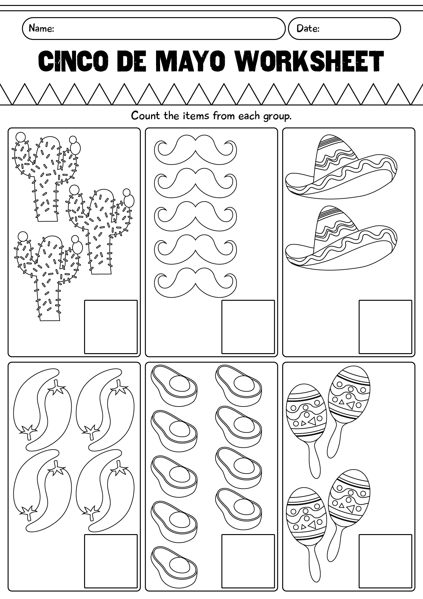 Cinco De Mayo 1st Grade Printable Worksheet