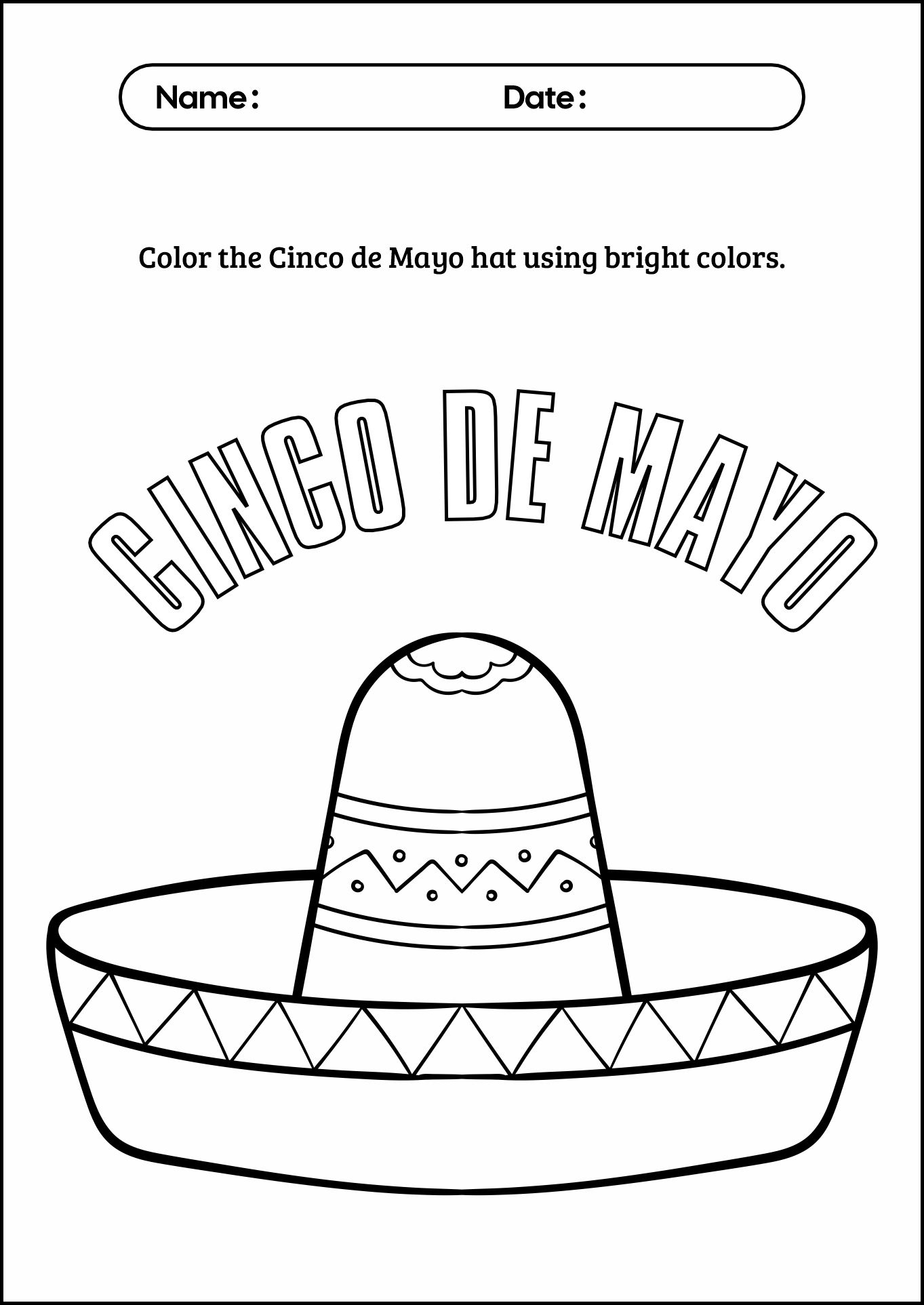 Cinco De Mayo Activity Sheets for Kids