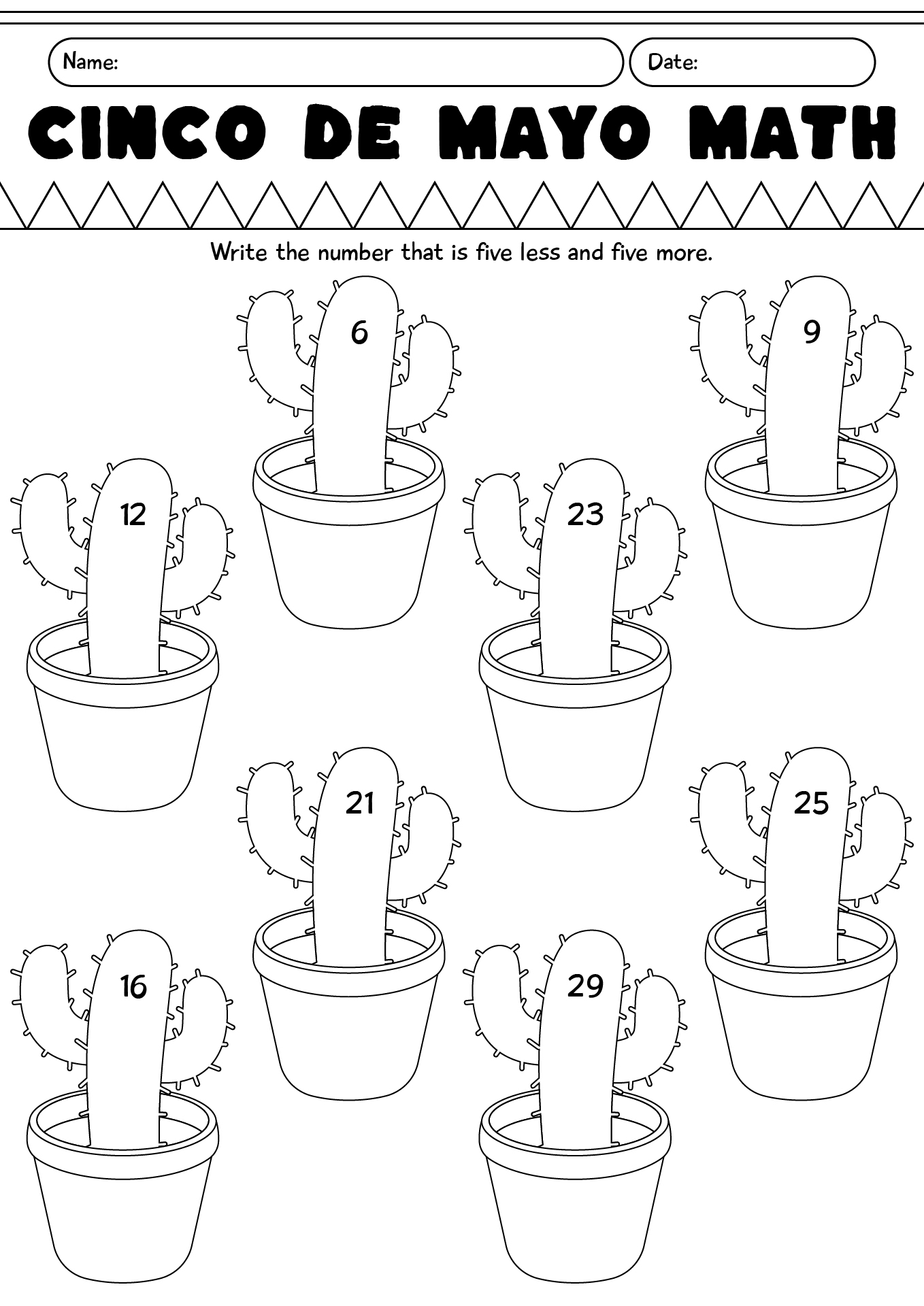 Cinco De Mayo Math Worksheets