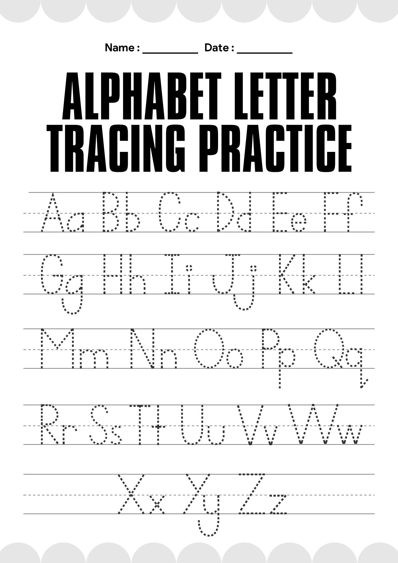 Dotted Alphabet Letter Tracing Worksheets