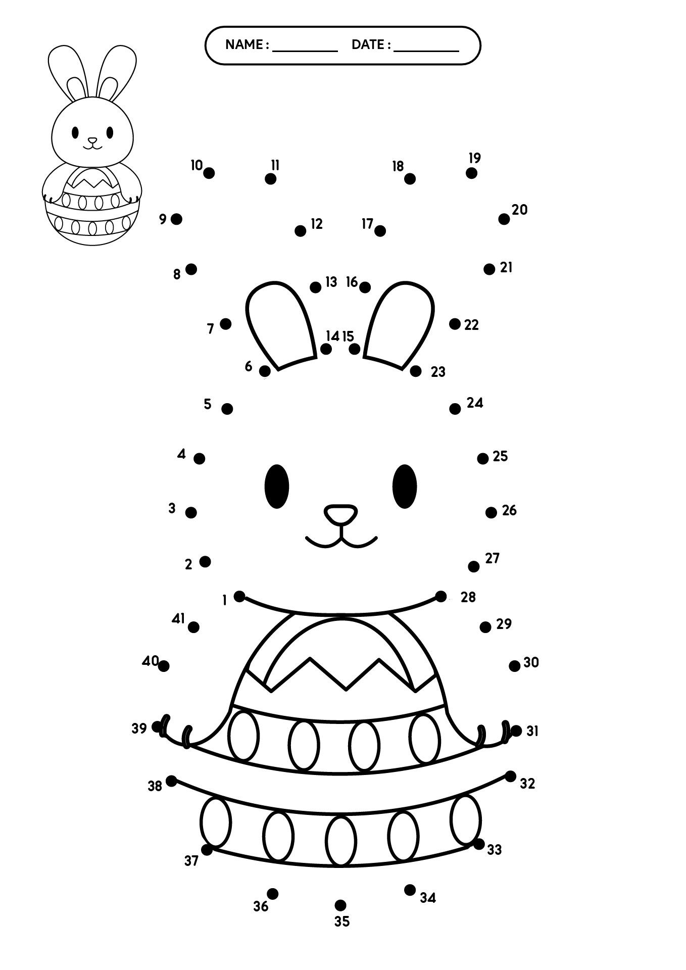 Easter Bunny Connect the Dots Page