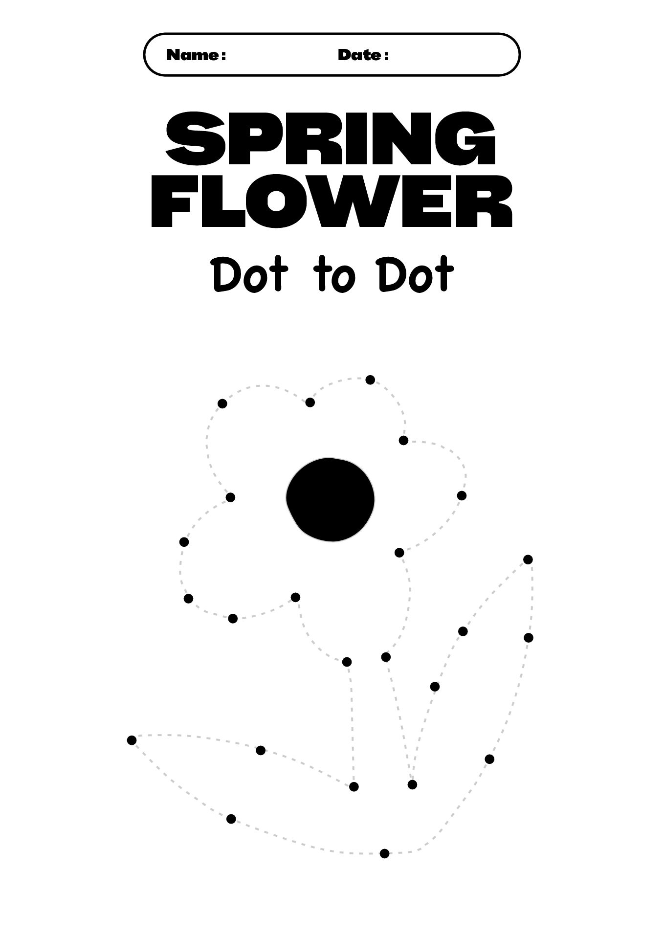 Easy Spring Dot to Dot Worksheet for Preschoolers