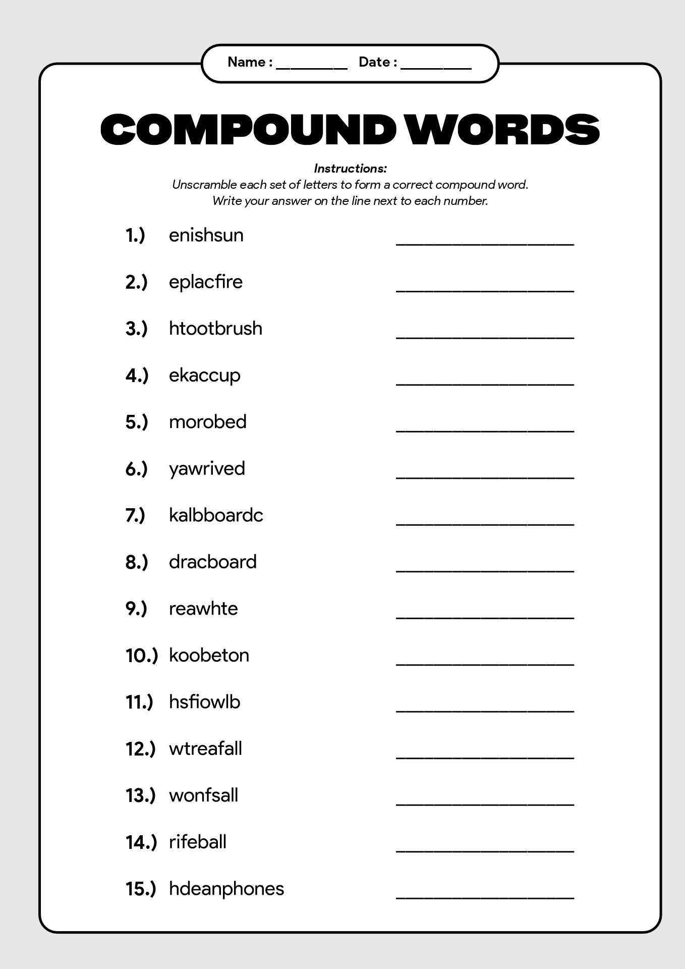 English Grammar Printable Exercises Worksheets