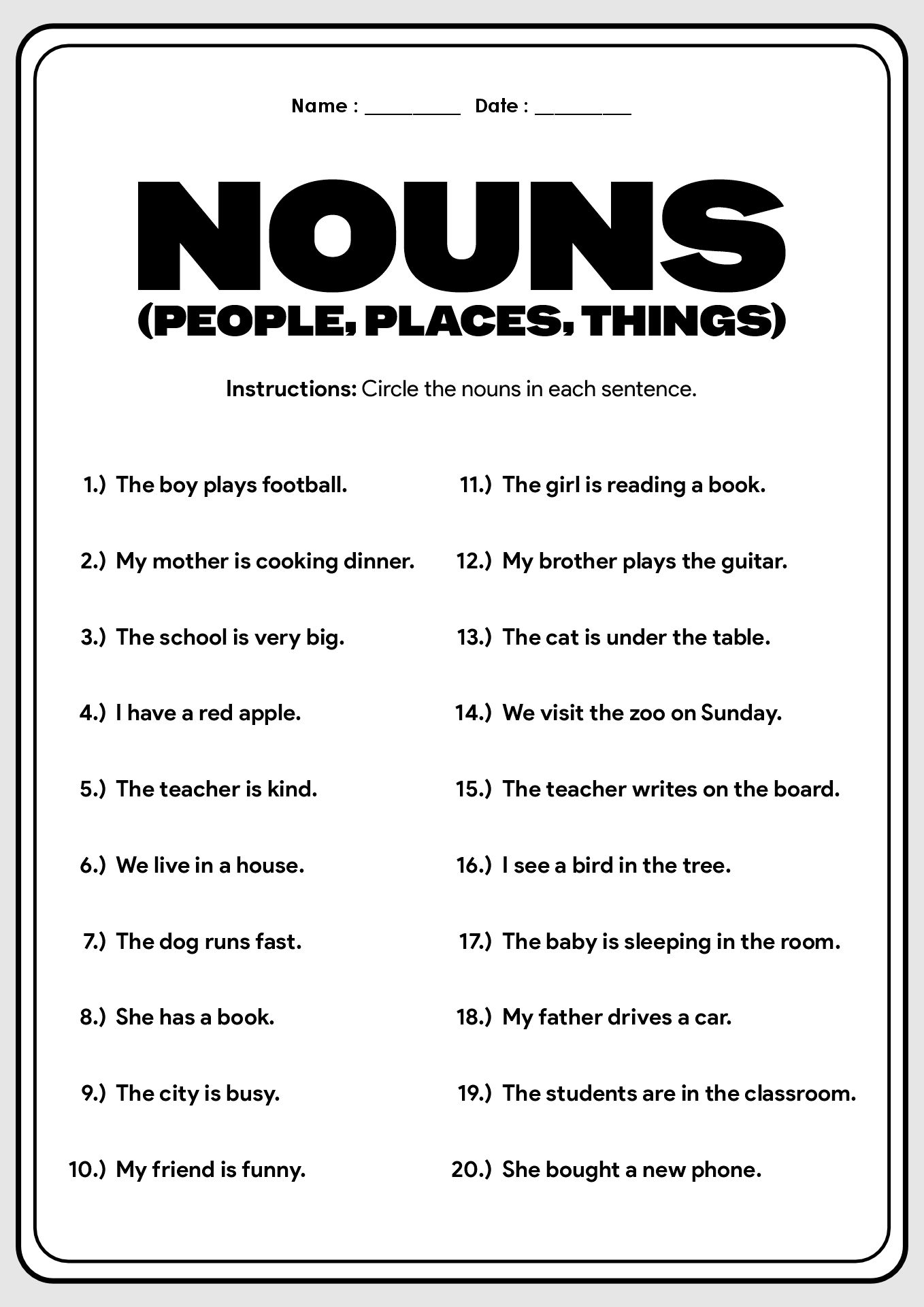 English Grammar Worksheets for Beginners