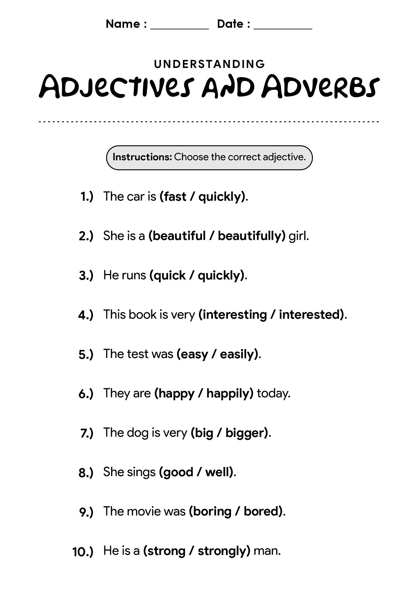 English Grammar Worksheets for ESL Students