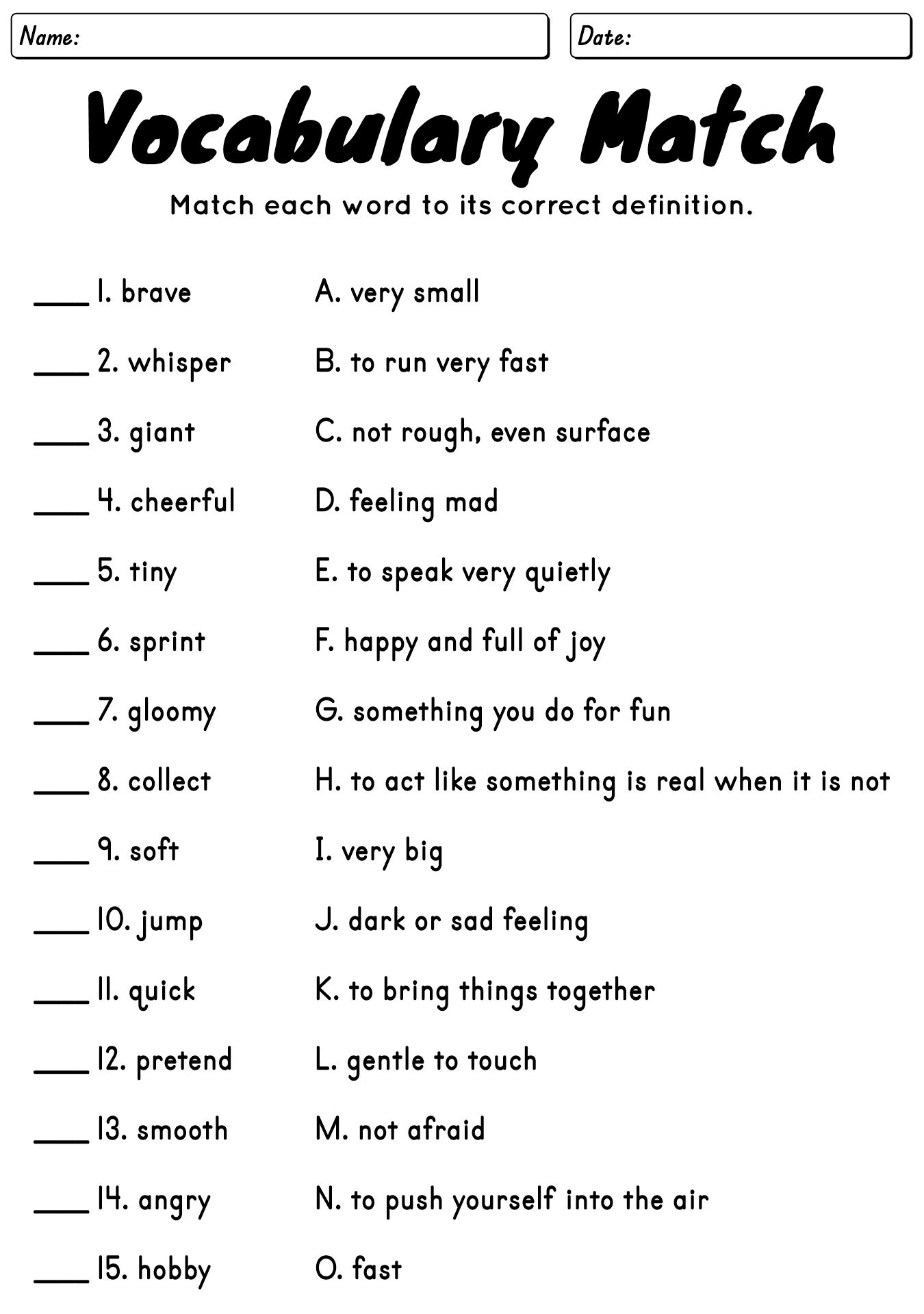 ESL Beginner Vocabulary Worksheets