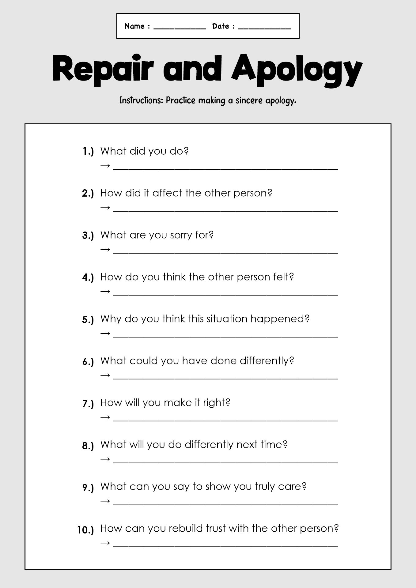 Family Therapy Conflict Resolution Worksheets