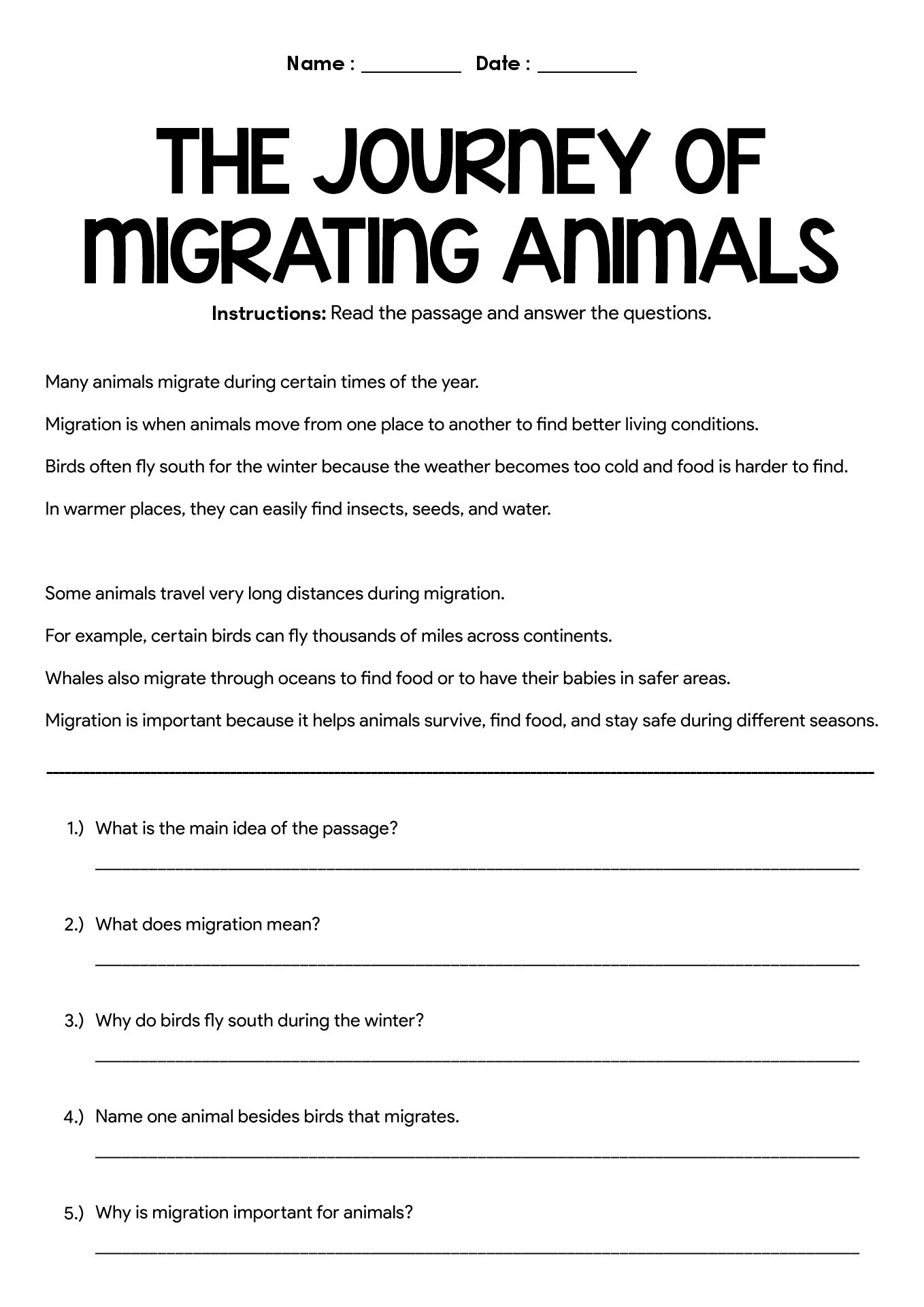 Fifth Grade Reading Skills Worksheets