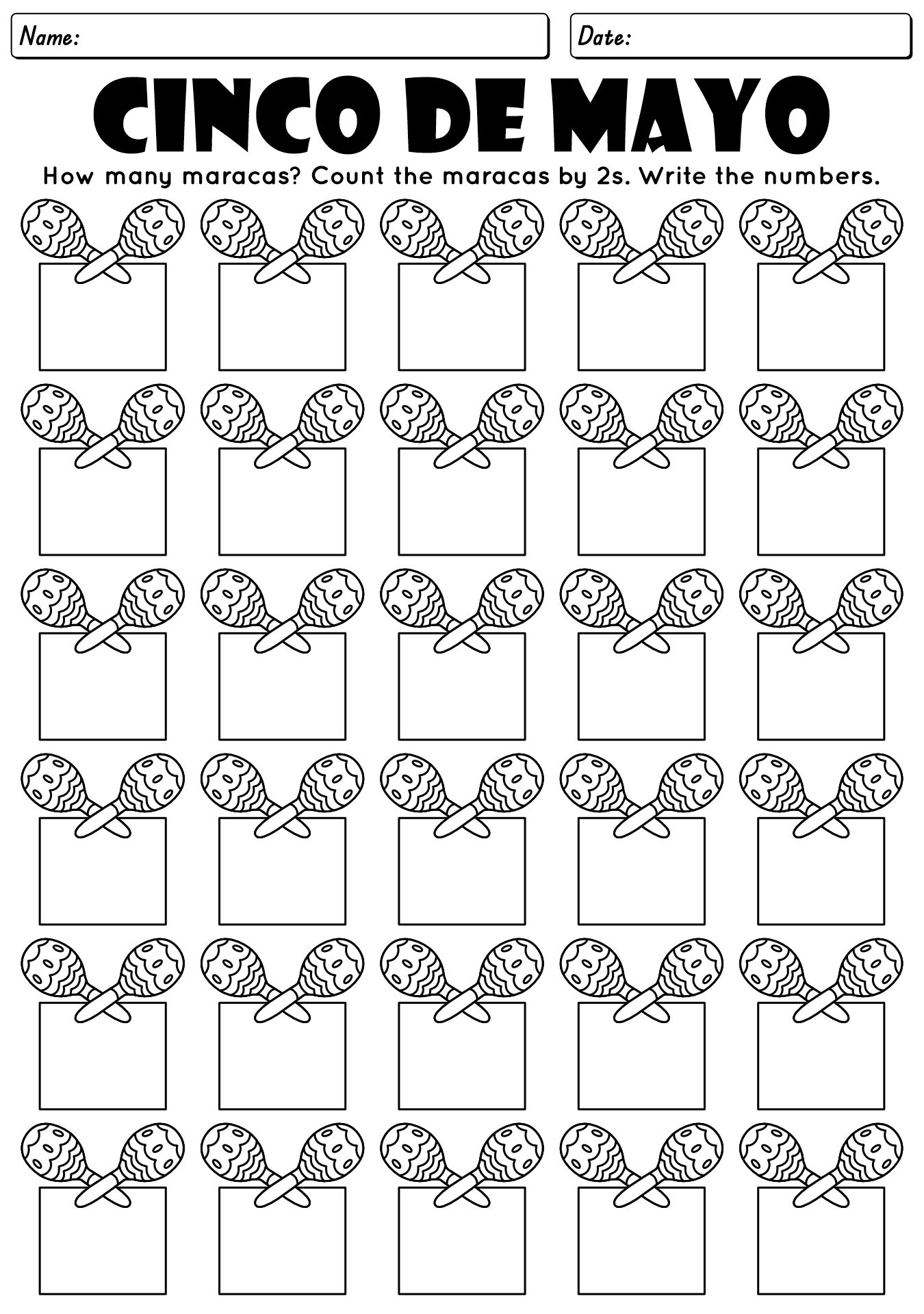 First Grade Elementary Cinco De Mayo Worksheet