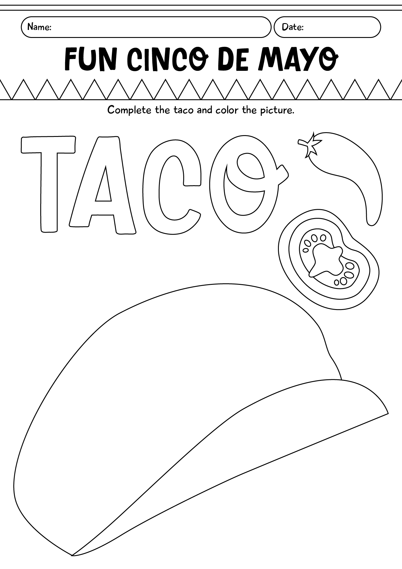 Fun Cinco De Mayo First Grade Worksheet