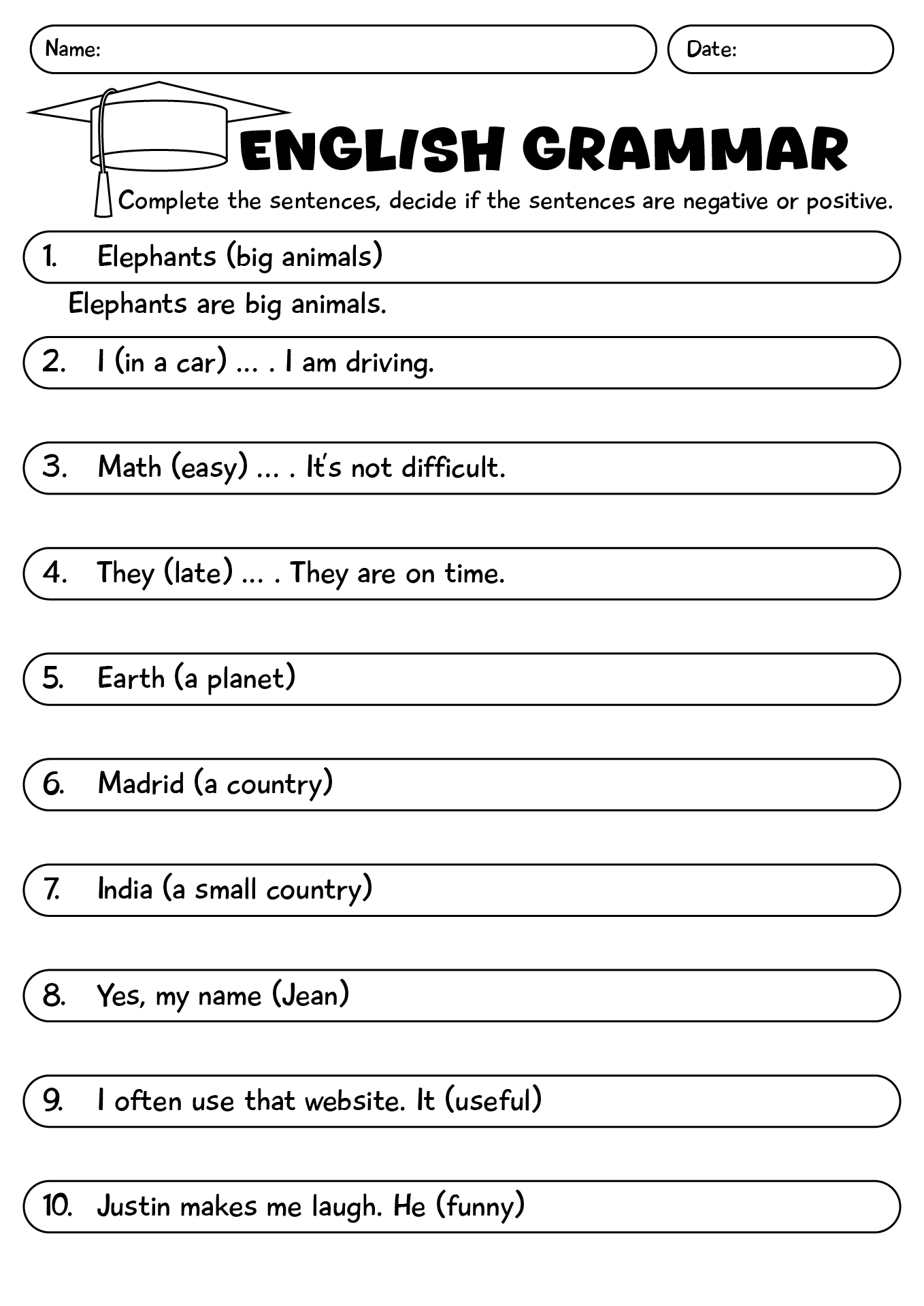 Fun English Grammar Worksheet