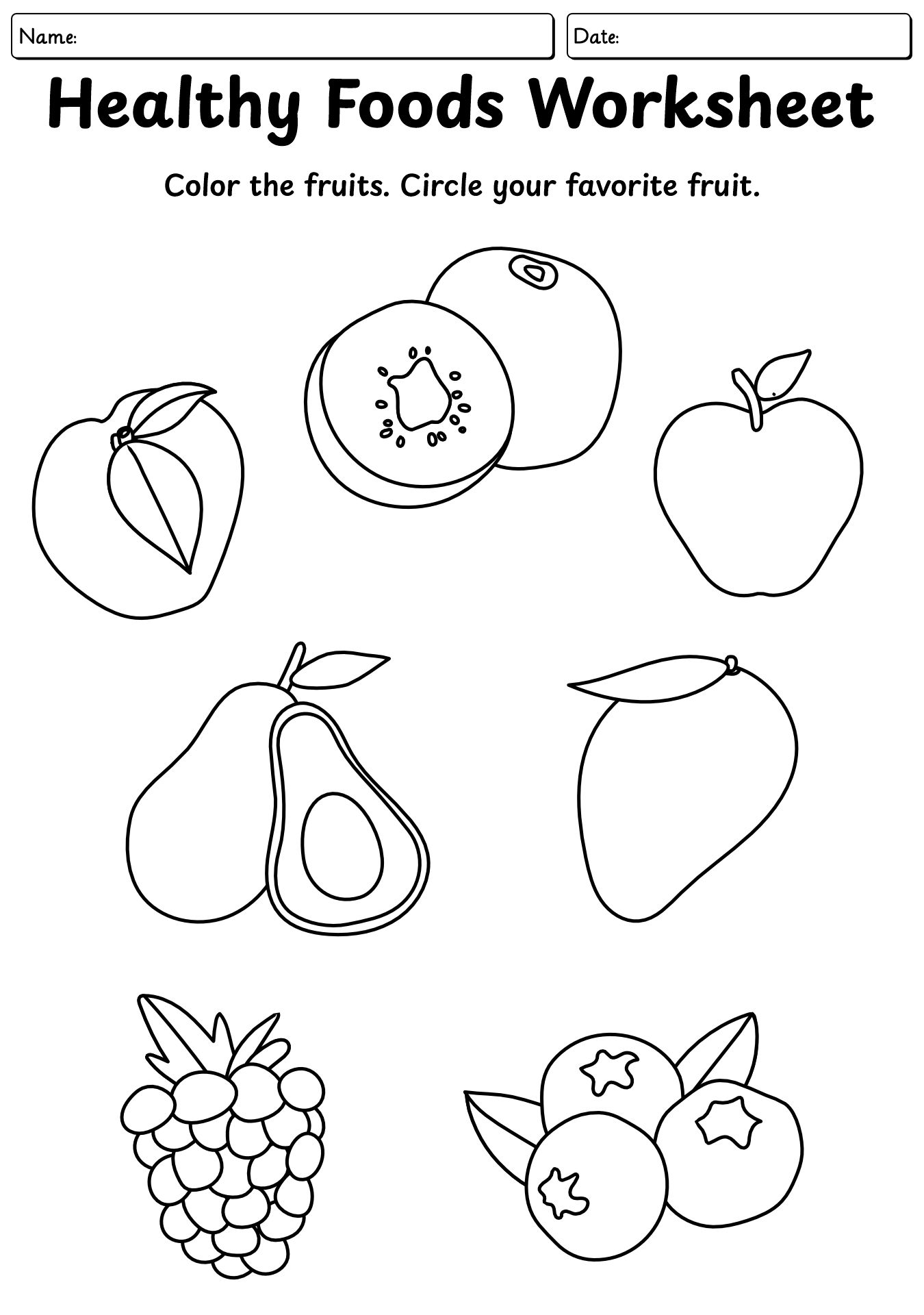 Fun Healthy Eating Worksheets for Elementary
