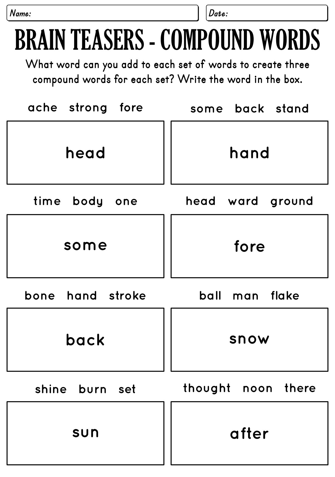 Fun Worksheets for Kids Brain Teasers with Answers