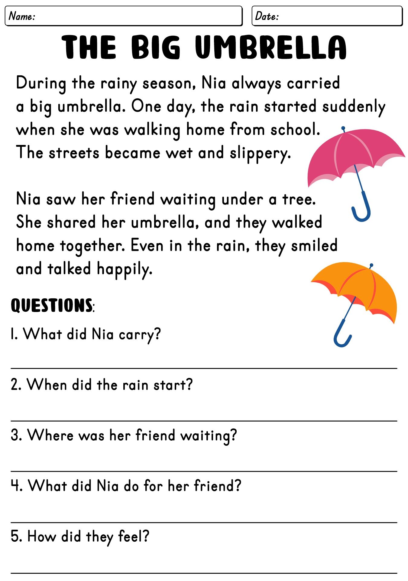 Grade 3 Reading Worksheet