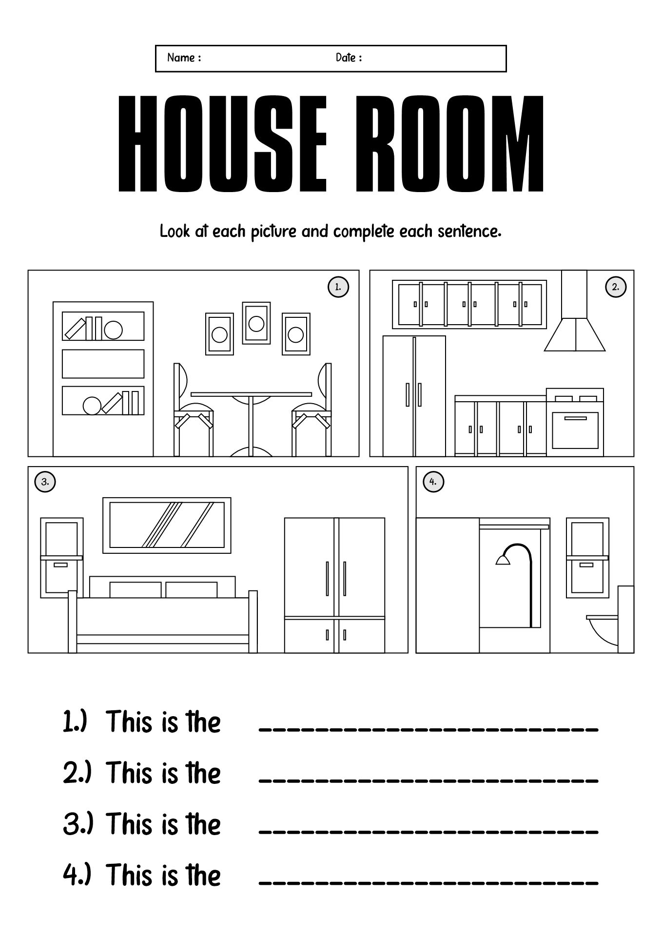 Home and Rooms Identification Worksheet