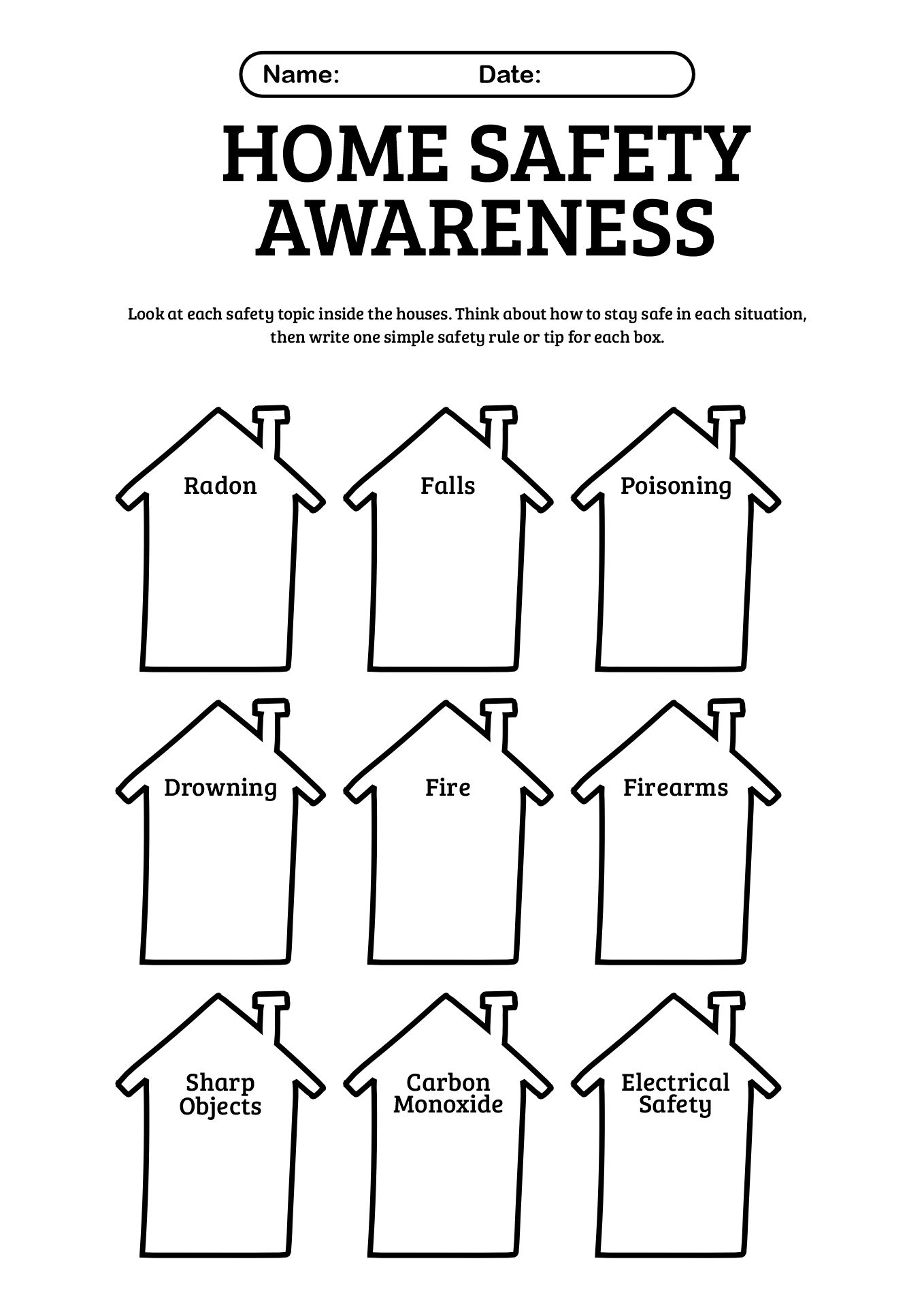 Home Safety Awareness Worksheet