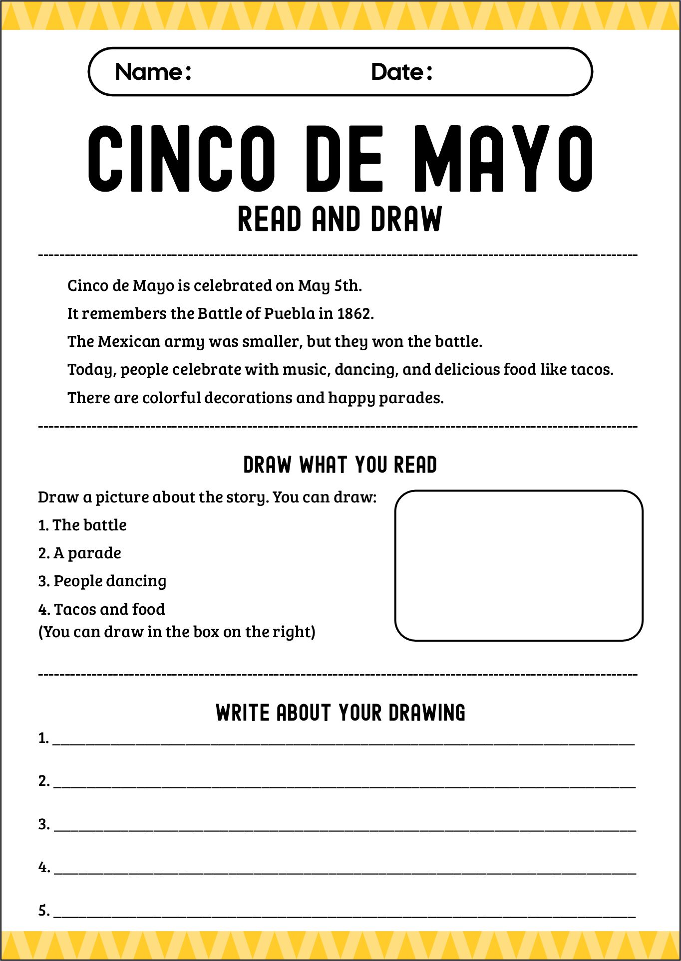 Interactive Cinco de Mayo Reading Tasks for Kids