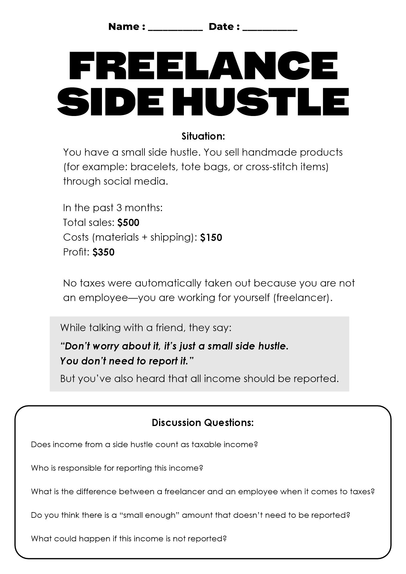 Interactive Tax Day Scenarios for Classroom Discussion