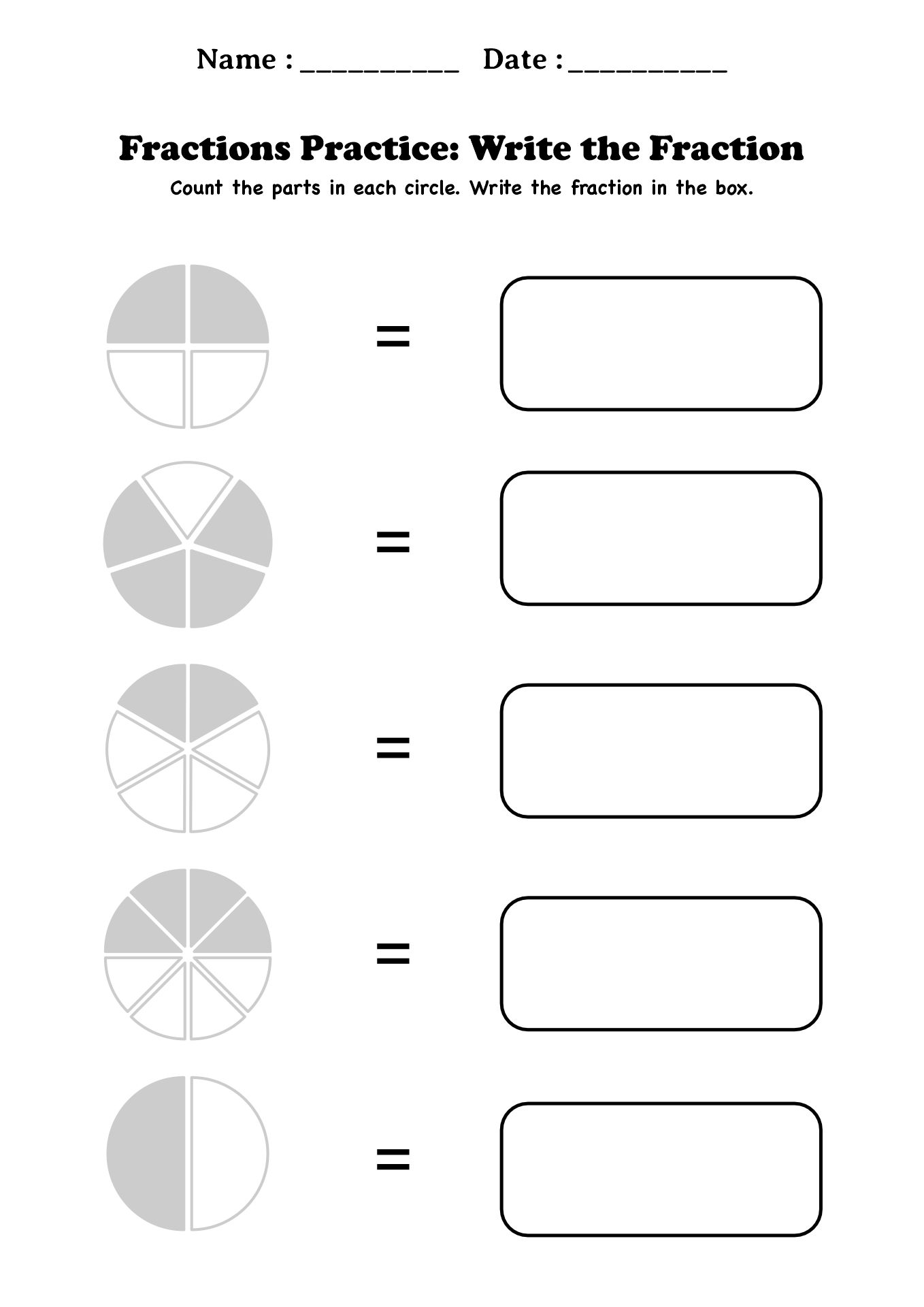 Introduction to Fractions for Second Grade
