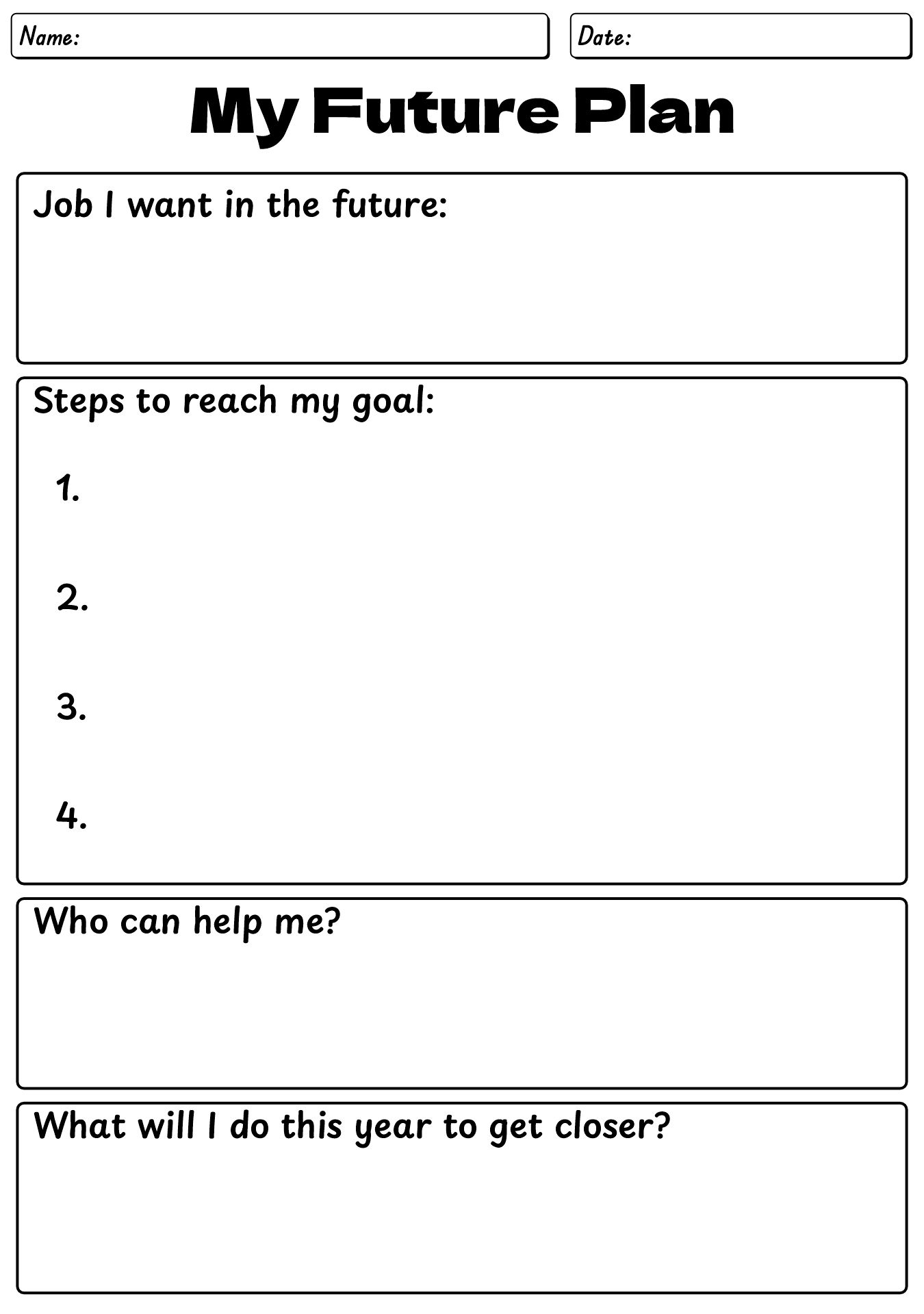 Job Exploration Worksheets for Students