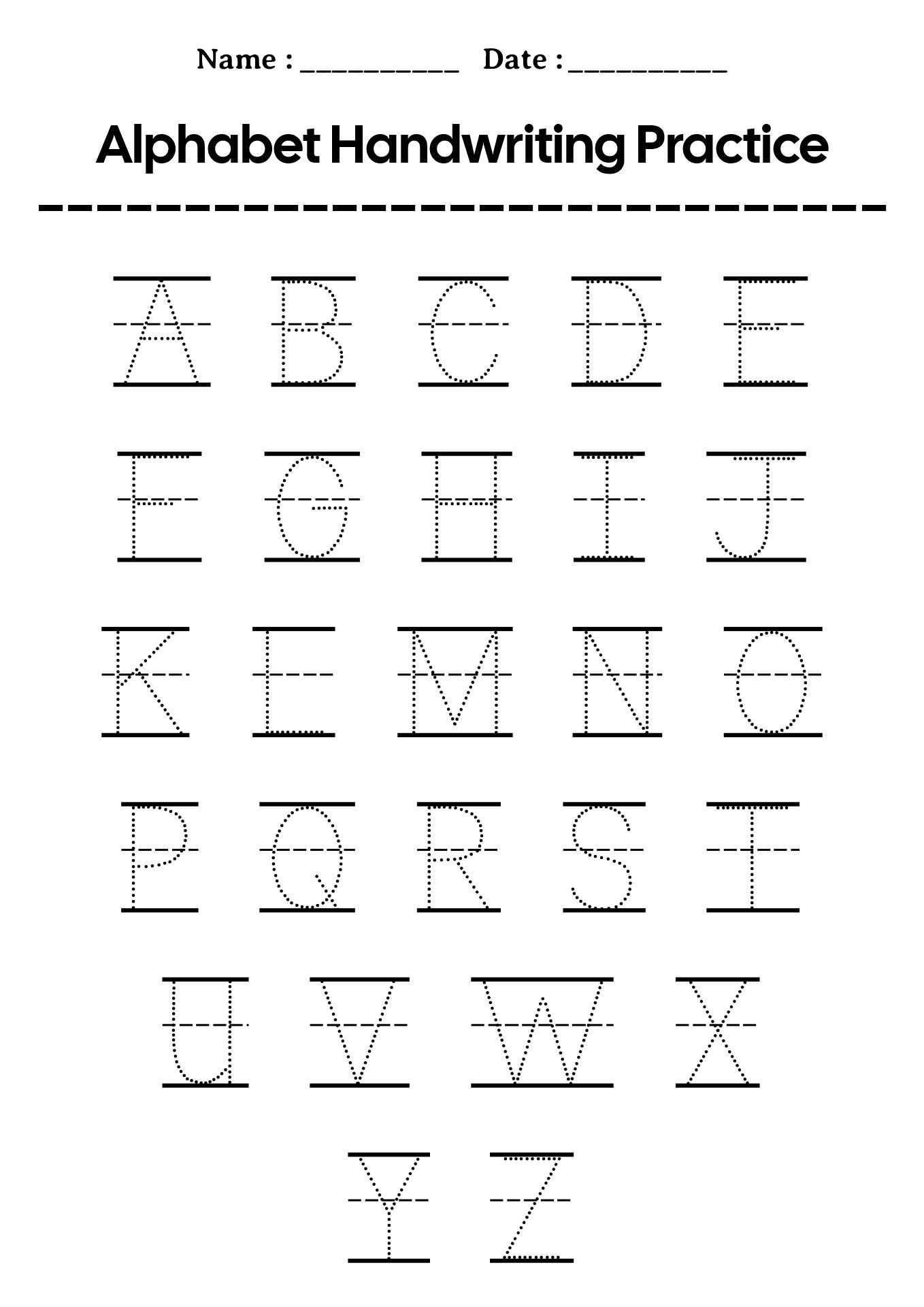 Kindergarten Handwriting Practice Worksheets