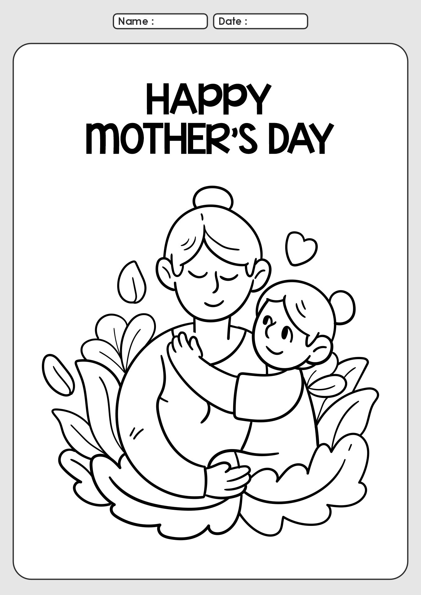 Kindergarten Mothers Day Coloring Worksheet
